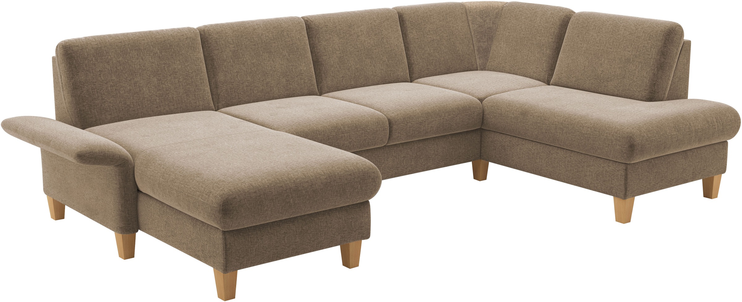 Home affaire Wohnlandschaft »Rochelle, U-Form«, optional mit Armteilverstellung, mit Bettfunktion & Bettkasten