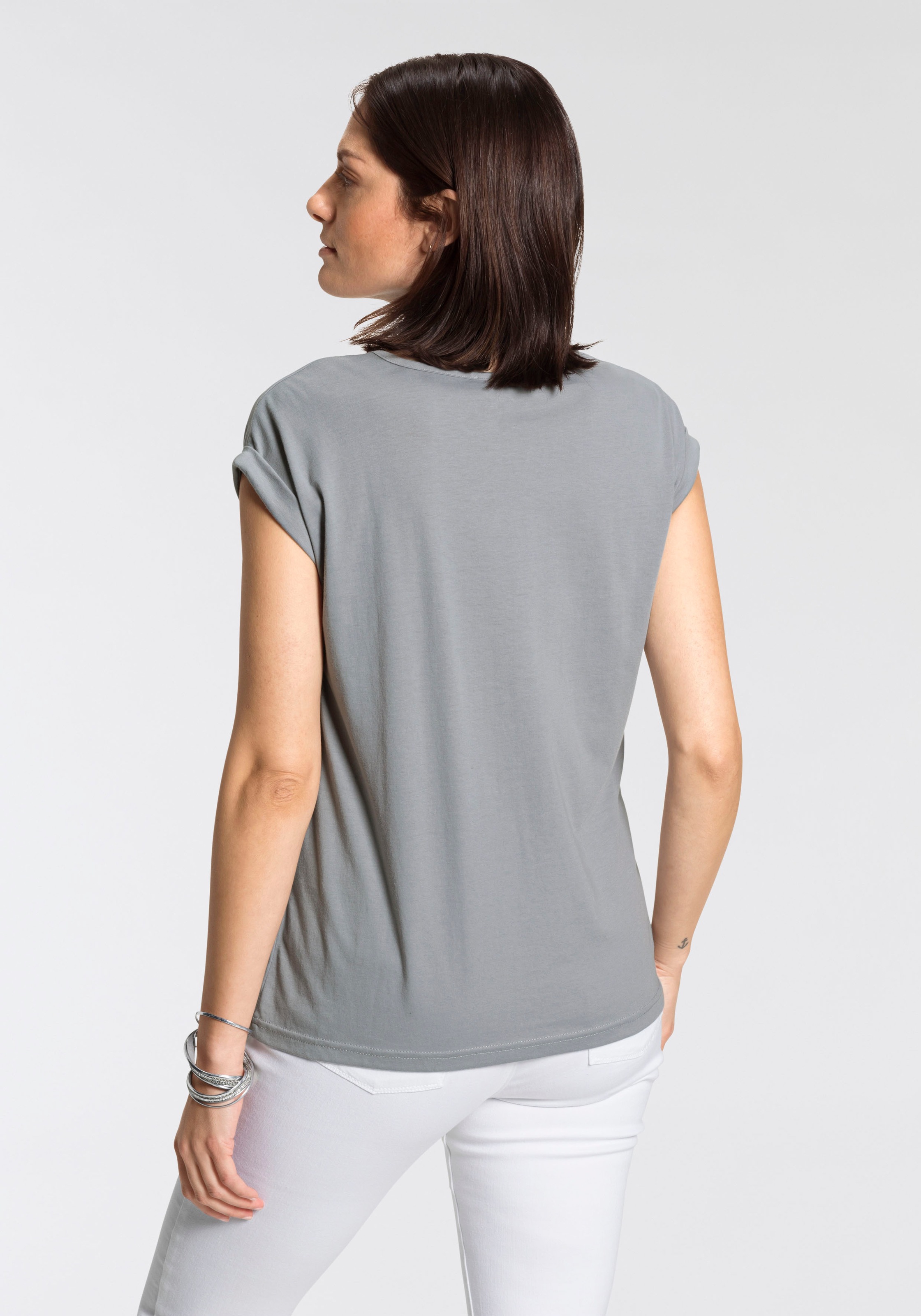 Boysen's T-Shirt, mit überschnittenen Schultern & kleinem Ärmelaufschlag  bei ♕