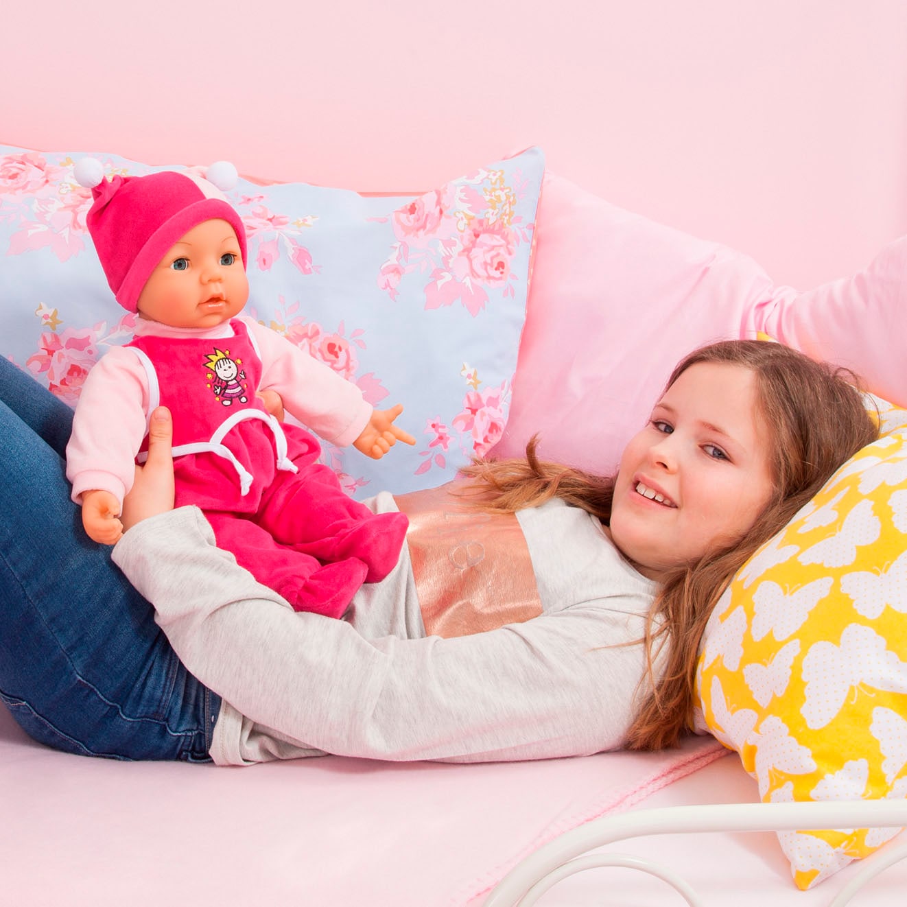Bayer Babypuppe »Hello Baby, 46 cm pink/rosa«, (3 tlg.)