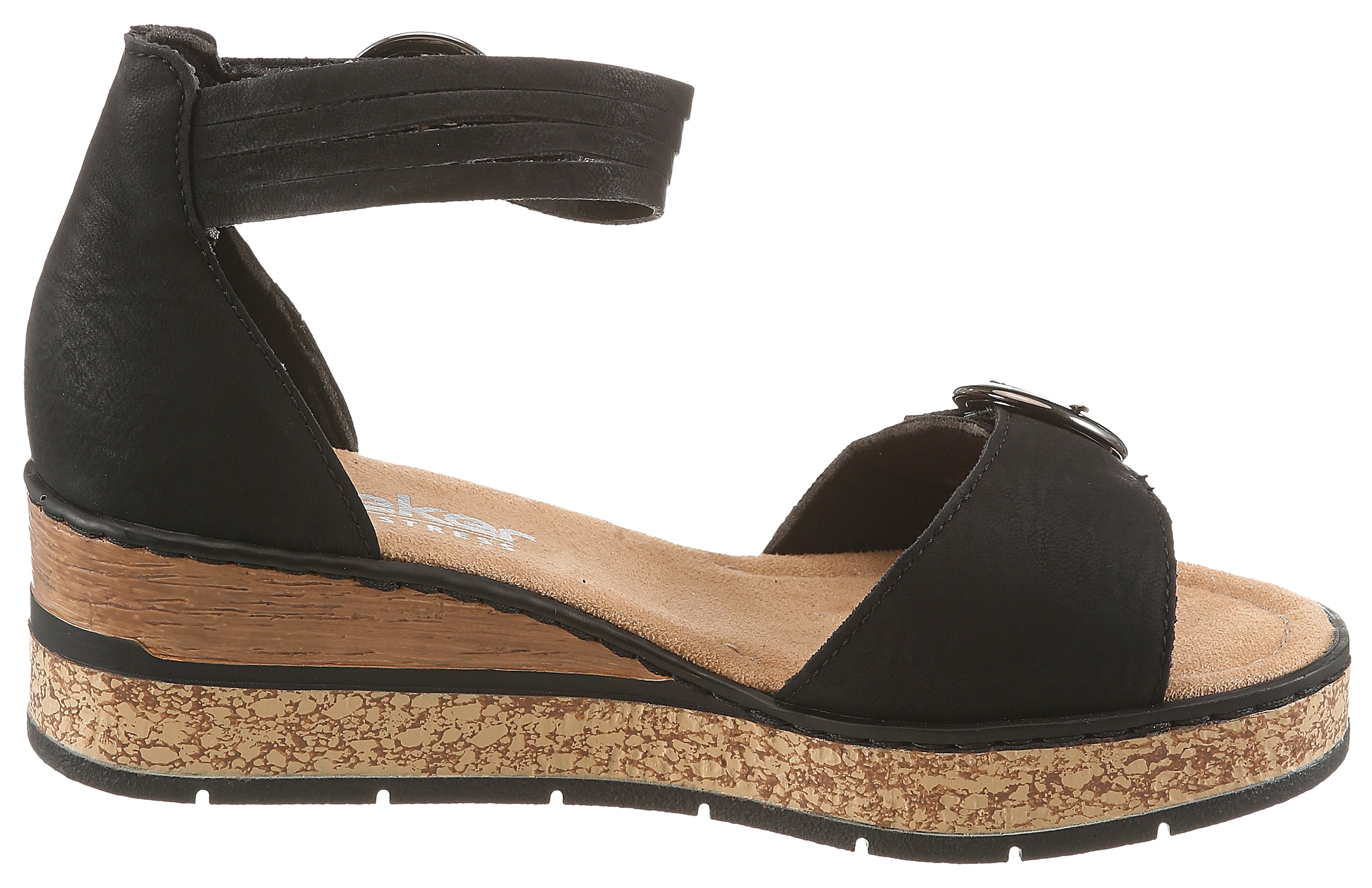 Rieker Keilsandalette  Sommerschuh, Urlaubsschuh, Sandale mit trendy Fesselriemchen