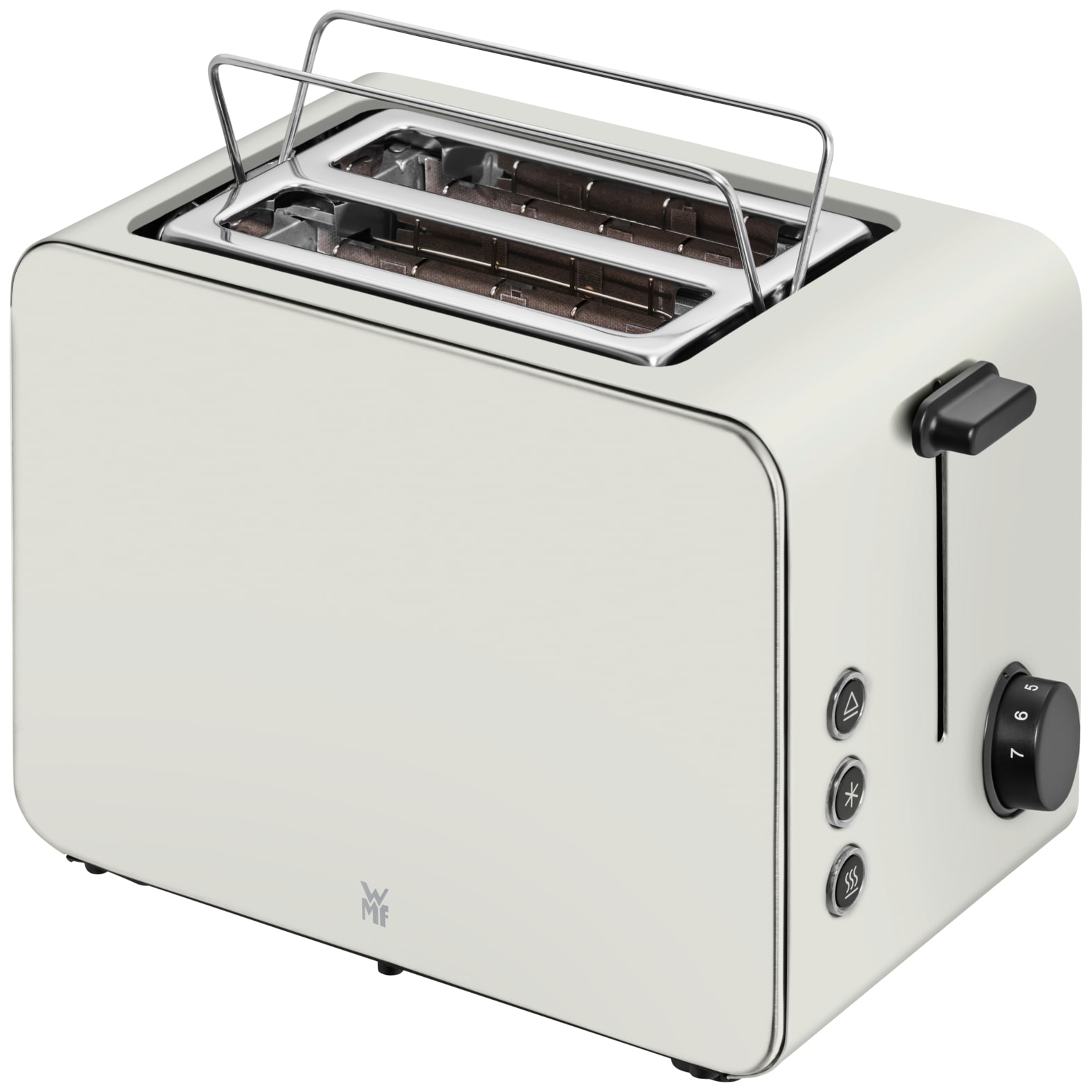 WMF Toaster »Stelio Paper White, Doppelschlitz Toaster mit Brötchenaufsatz« 2 kurze Schlitze für 2 Scheiben 1050 W 7 Bräunungsstufen, Brotzentrierung, Krümelschublade, Cromargan Gehäuse