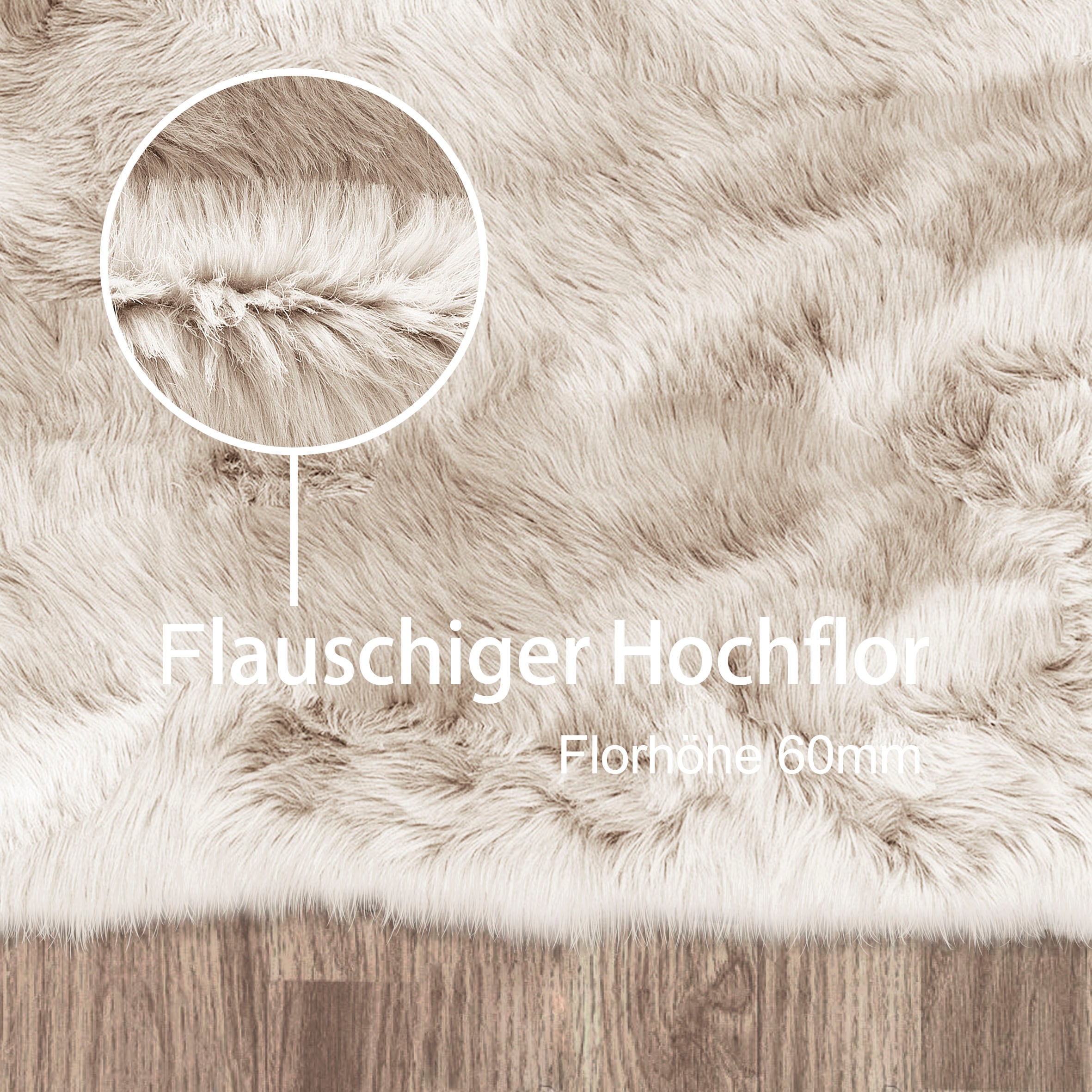 Home affaire Hochflor-Teppich »Valeria Fellteppich kuschelig«, rund, 60 mm Höhe, Kunstfell, weiche Teppiche, Wohnzimmer, Schlafzimmer, Esszimmer