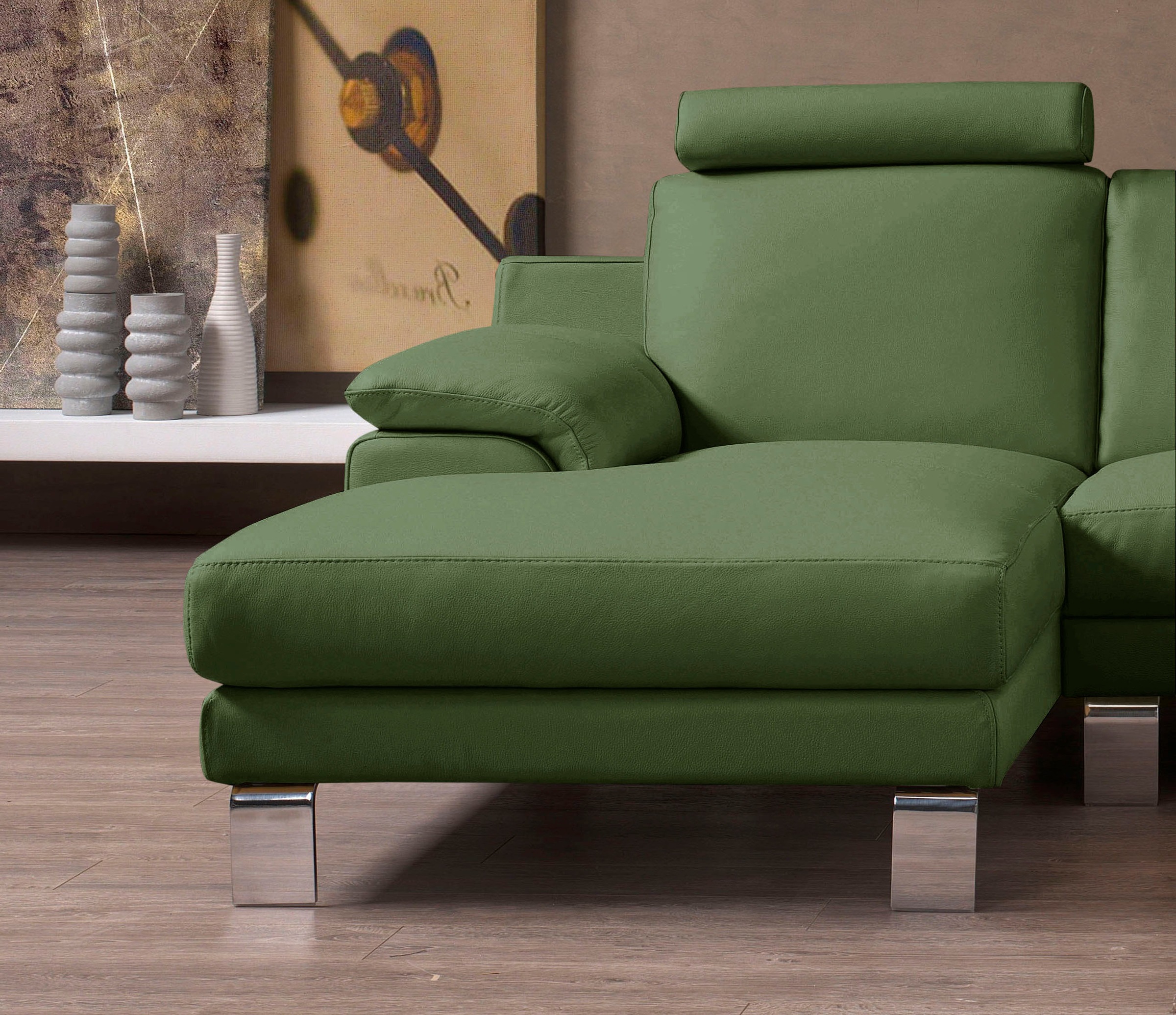 Egoitaliano Ecksofa »Shakira, Design und super Sitzkomfort auf hohem Niveau, tolle Details«, mit Recamiere, L-Form, edle Füße
