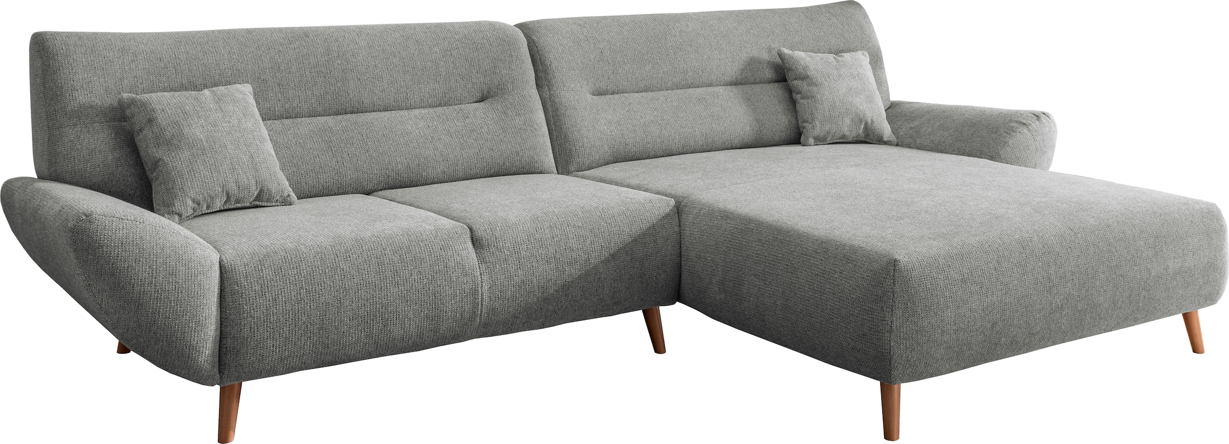 INOSIGN Ecksofa »Drago, elegant und zeitlos, komfortabel, Holzfuß, L-Form«, frei im Raum stellbar, inkl. 2 Zierkissen