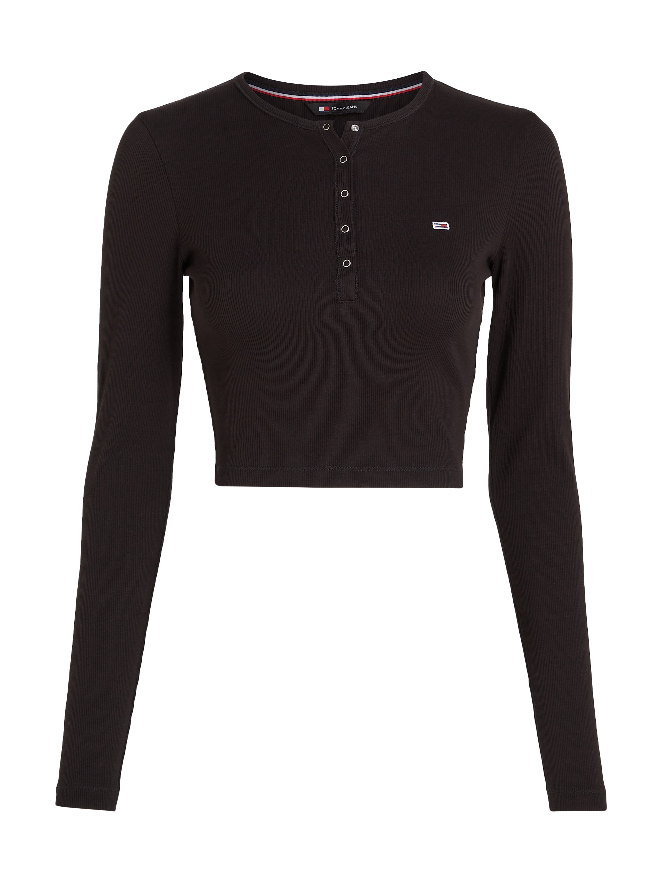 Tommy Jeans Langarmshirt »TJW CRP HENLEY TOP LS«, in modischer Cropped Form