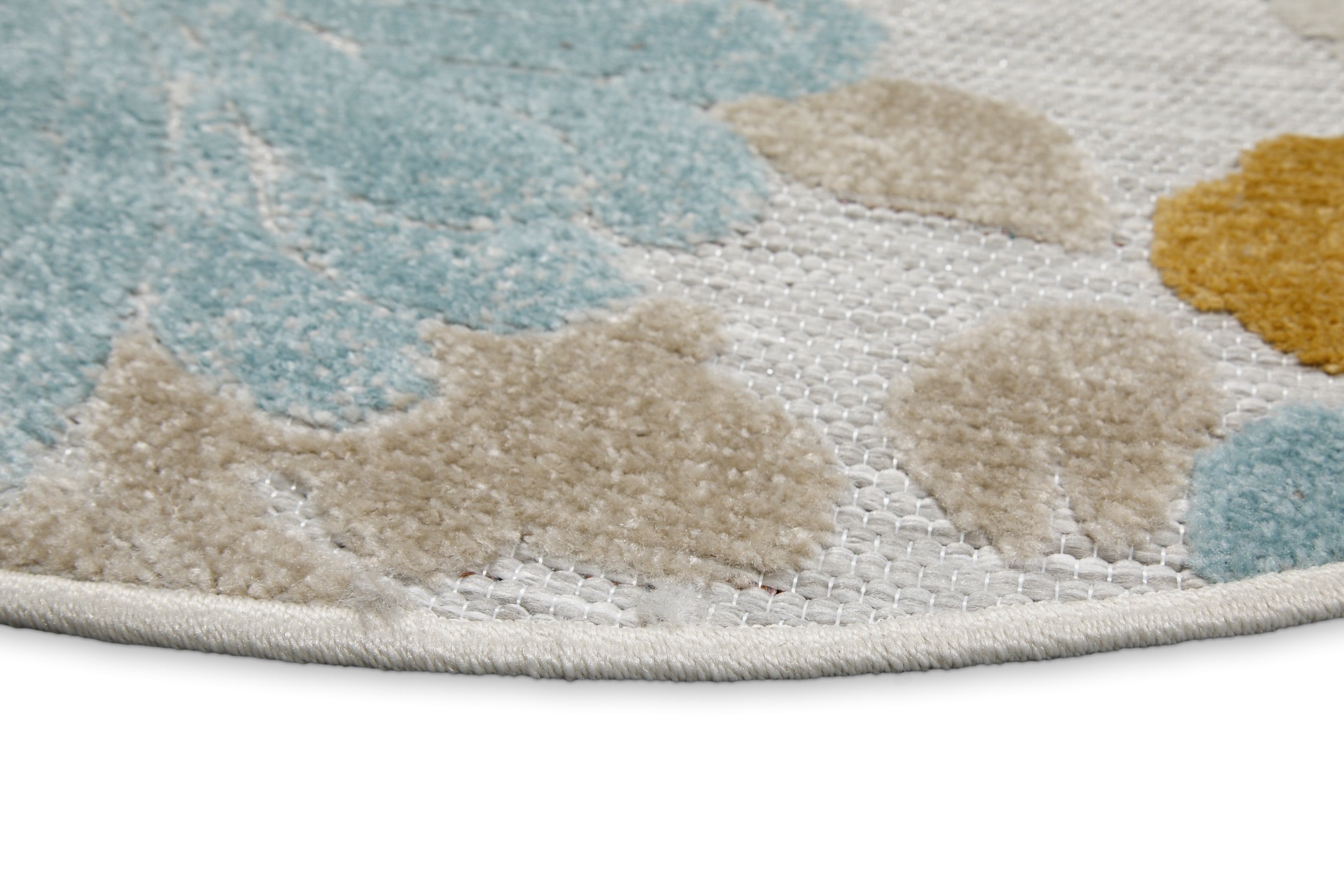 Wecon home Outdoorteppich »Beach Flower«, rund, 5 mm Höhe, für Innen & Außen, strapazierfähig, pflegeleicht, Hoch-Tief Effekt