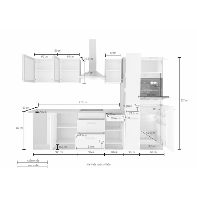 OPTIFIT Winkelküche »Kalmar«, mit E-Geräten, Stellbreite 300 x 175 cm auf  Raten bestellen