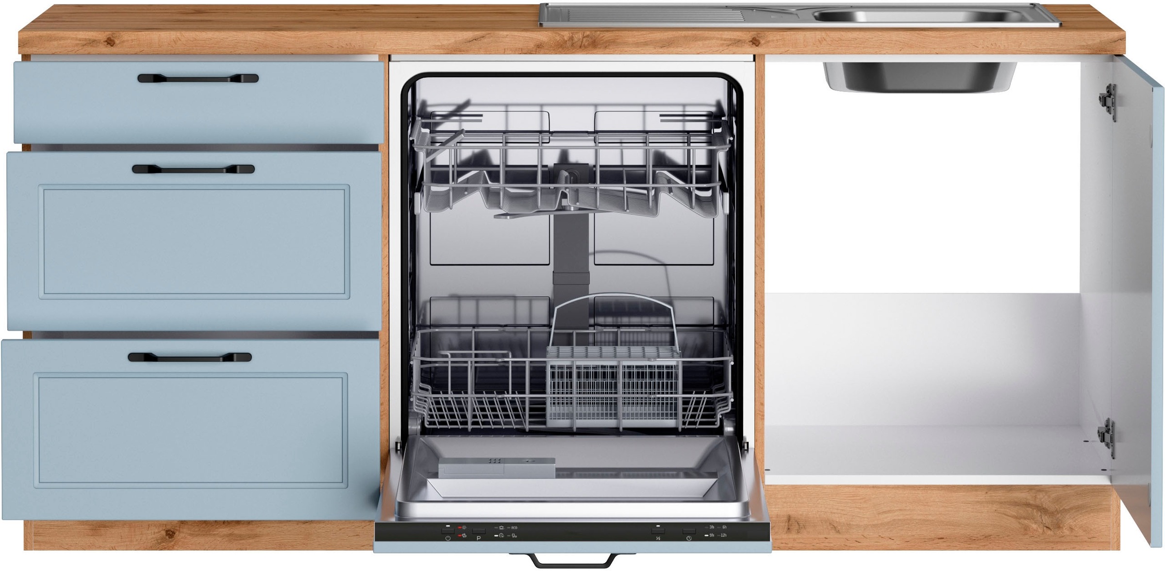 HELD MÖBEL Küche »Lana«, Stellbreite 240/440 cm, wahlweise mit E-Geräten  auf Raten kaufen | Vorratsschränke