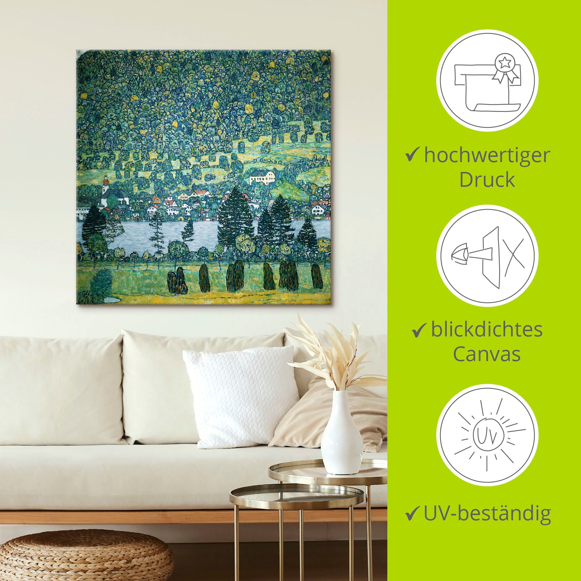 Artland Leinwandbild »Waldabhang in Unterach am Attersee« Wald 1 Stk. tlg. auf Keilrahmen gespannt