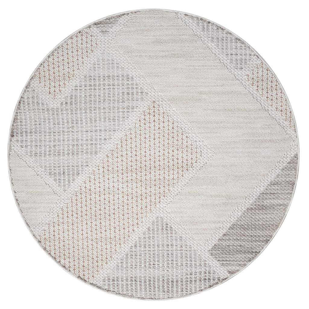 Carpet City Teppich »LINDO 8877«, rund, 11 mm Höhe, Kurzflor, Hochtief-Muster/ 3D-Effekt, Boho-Stil, Wohnzimmer