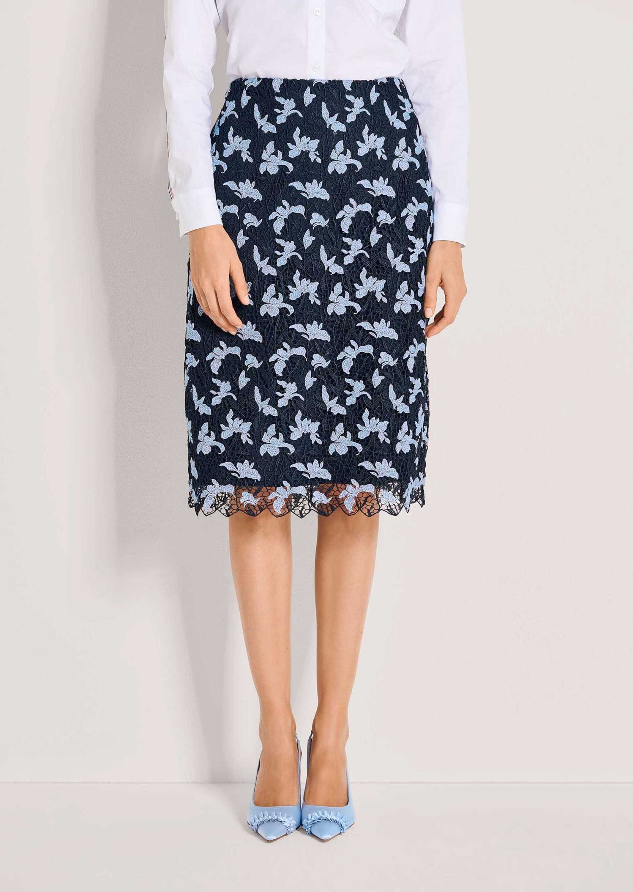 MADELEINE Bleistiftrock »Spitzenrock Midirock mit floralen Akzenten« Gehschlitz