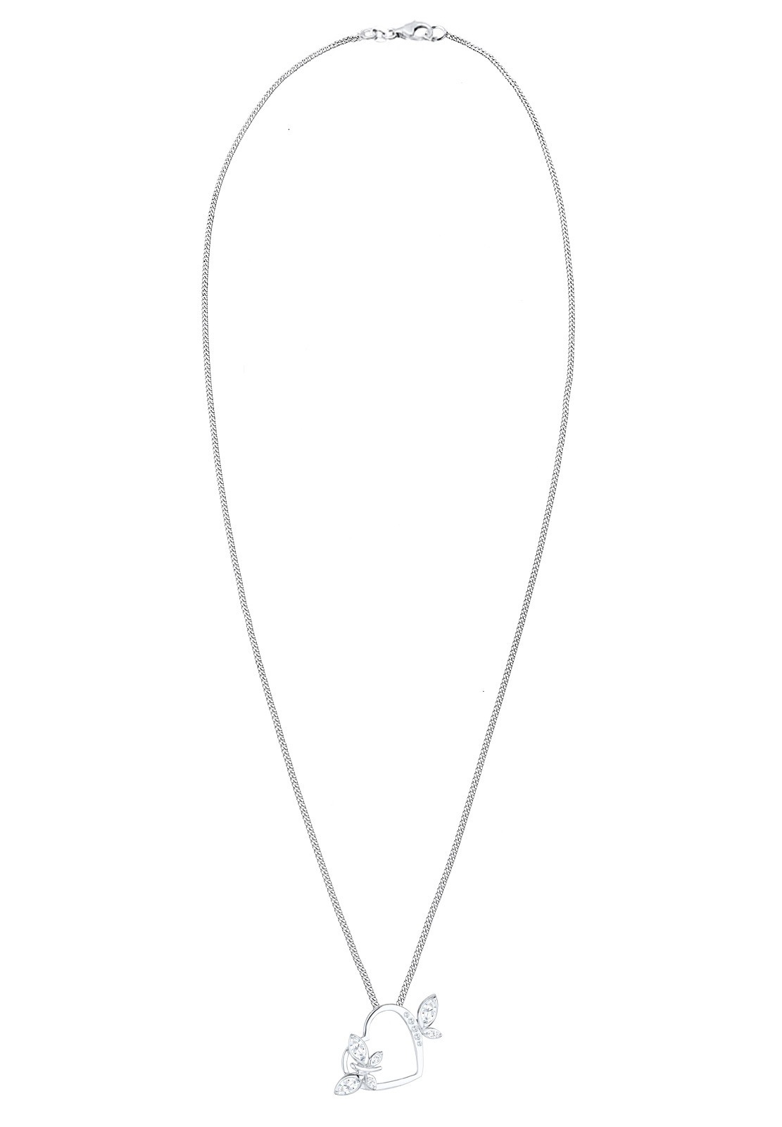 Elli Silberkette »Halskette Herz Schmetterling Zirkonia Weiß 925 Sterling Silber«