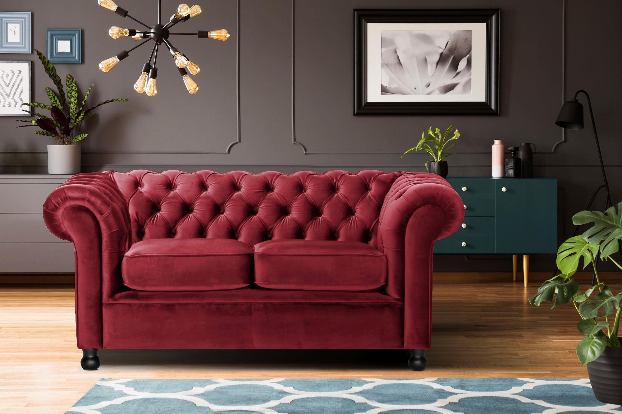 Home affaire Chesterfield-Sofa »Chesterfield Home 2-Sitzer«, mit edler Knopfheftung und typischen Armlehnen