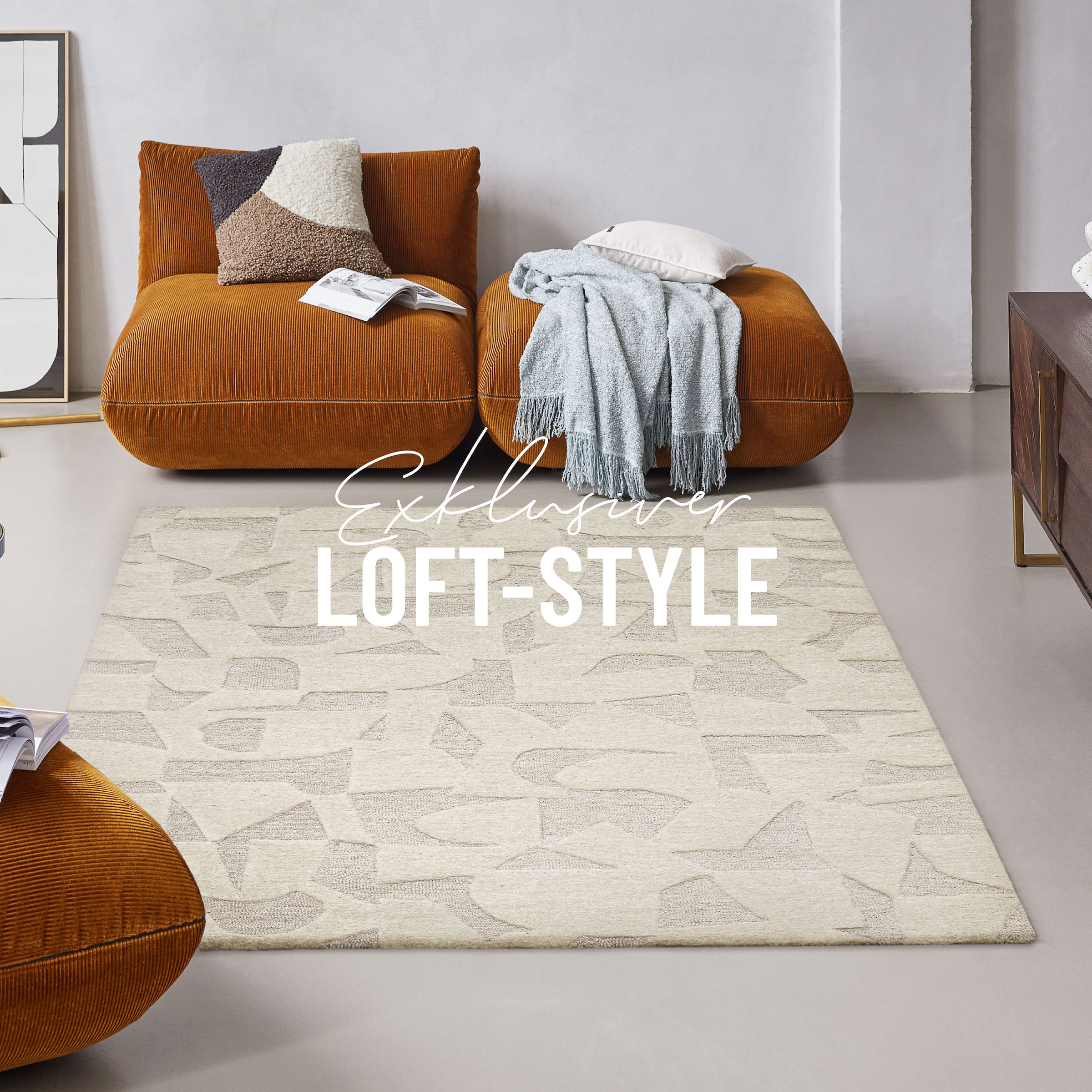 Wecon home Teppich »Ocean State« rechteckig 10 mm Höhe handgefertigt, gemustert, pflegeleicht, Wolle, Wohnzimmer, Esszimmer