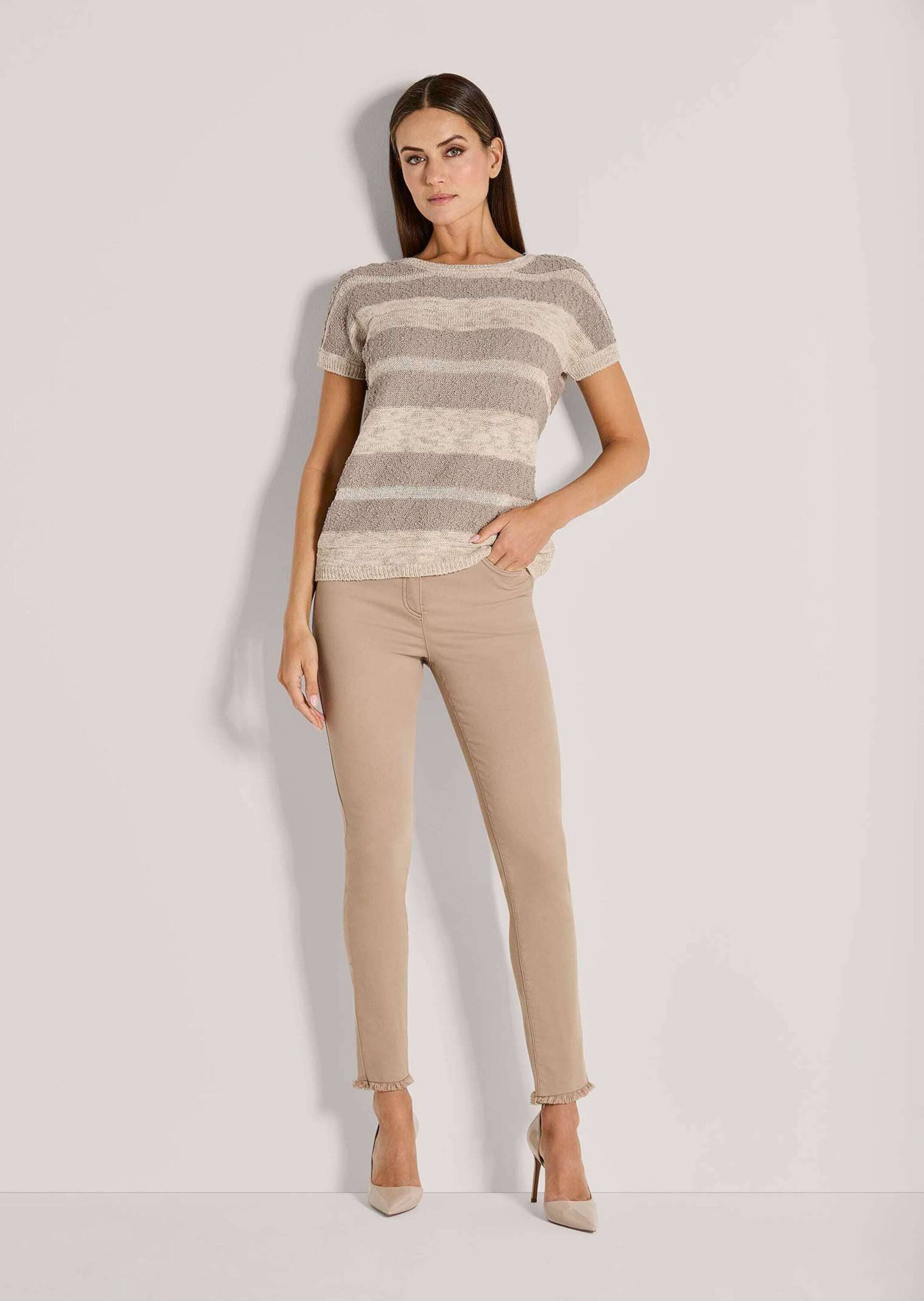 MADELEINE Longpullover »Pullover Kurzarm-Pullover mit Glanz-Effekt«