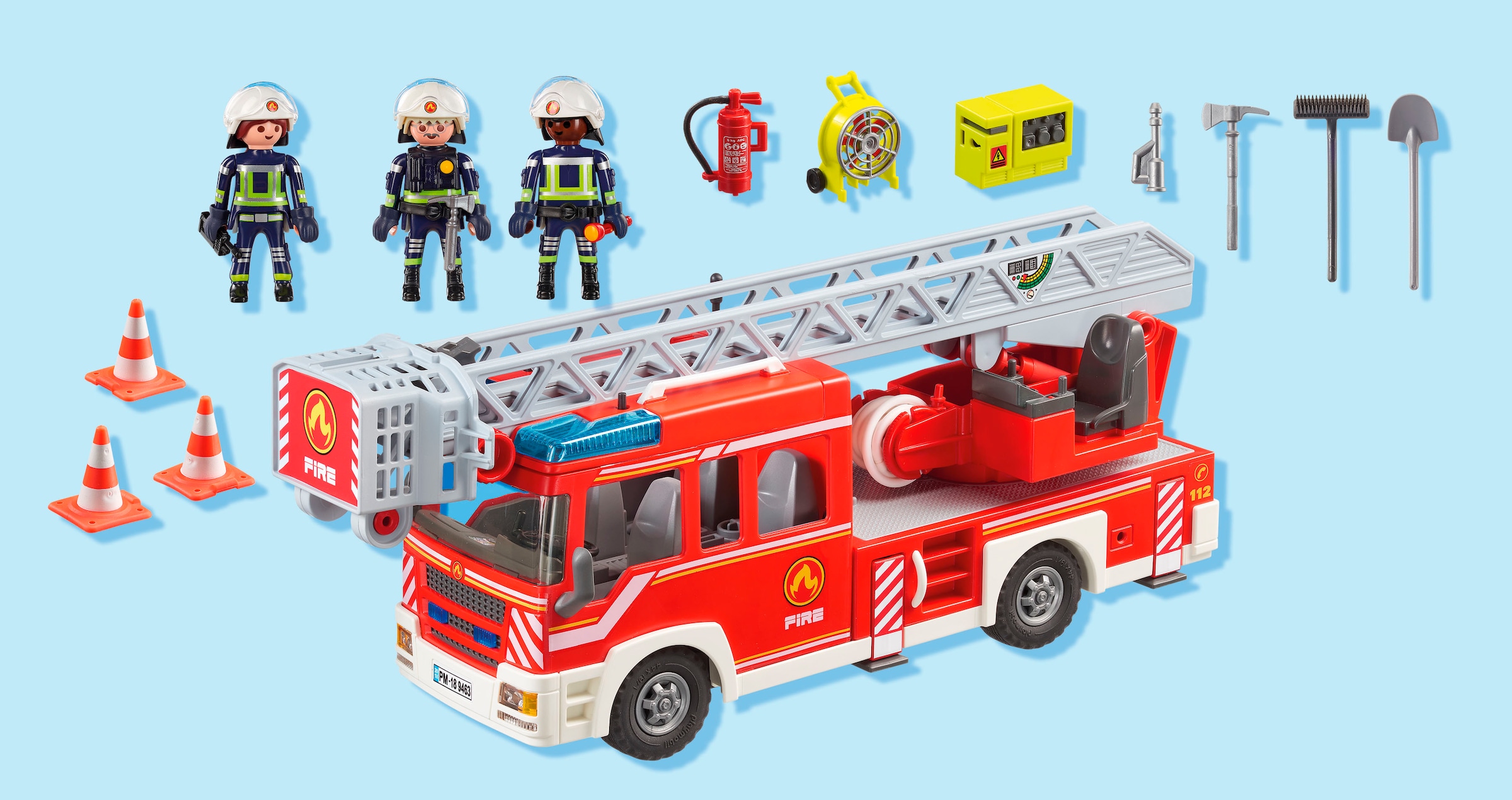 Playmobil® Konstruktions-Spielset »Feuerwehr-Leiterfahrzeug (9463), My Action Heroes« Made in Germany