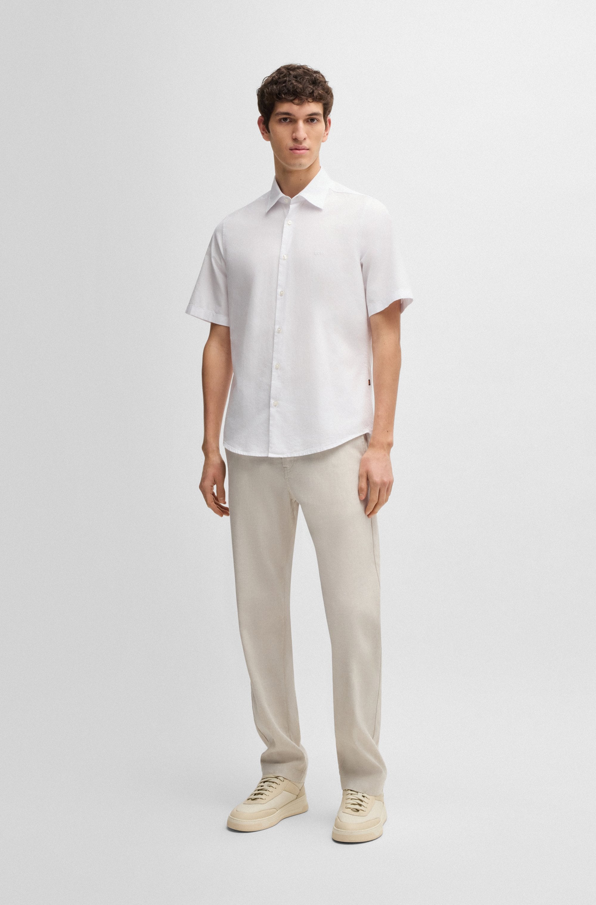 BOSS ORANGE Kurzarmhemd »Rash« mit tonigem Logo