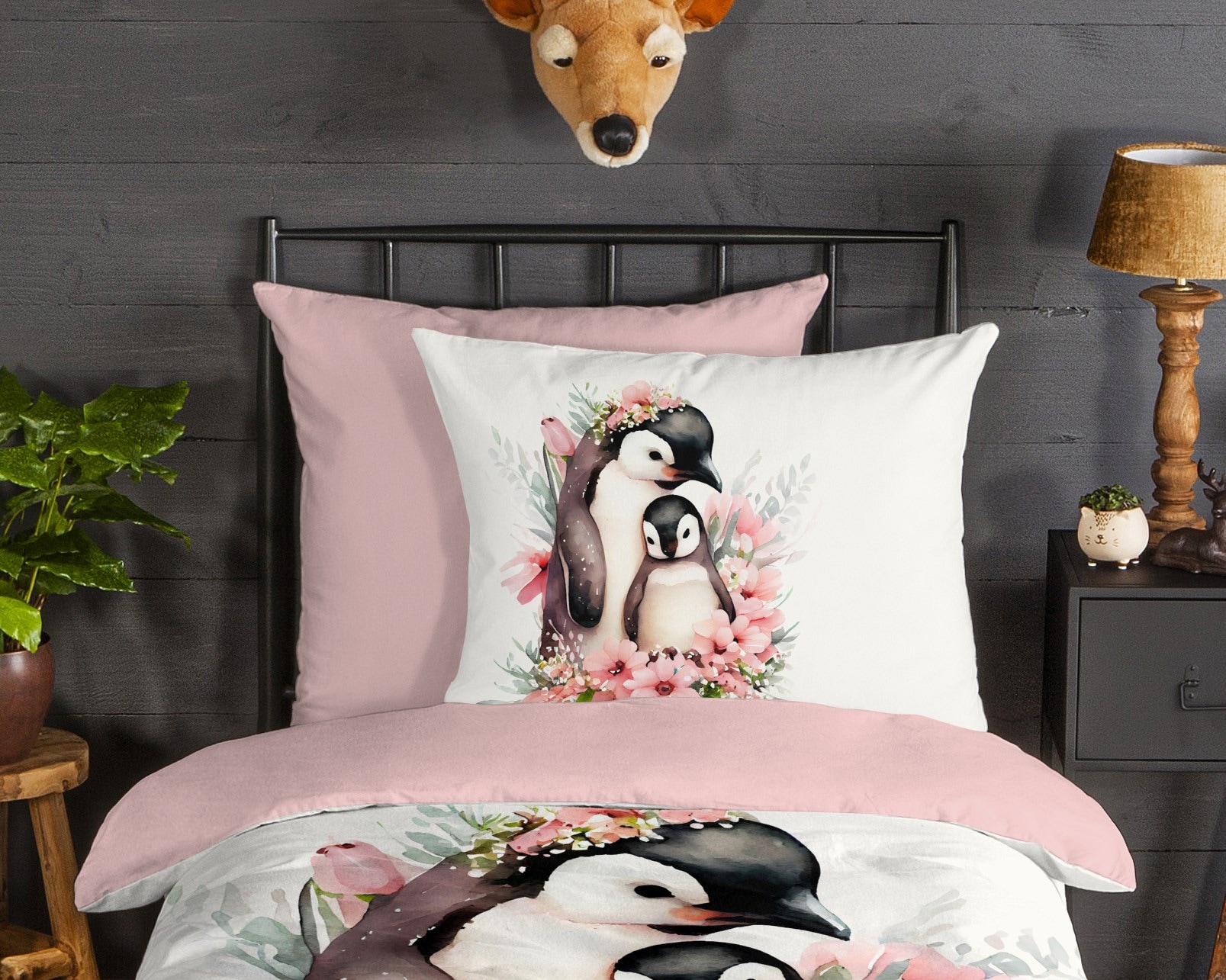 good morning Kinderbettwäsche »Penny« 2 Stk. tlg. Flanell Biber, 135x200, Warm, Reißverschluss, Wende, Mädchen, Pinguin