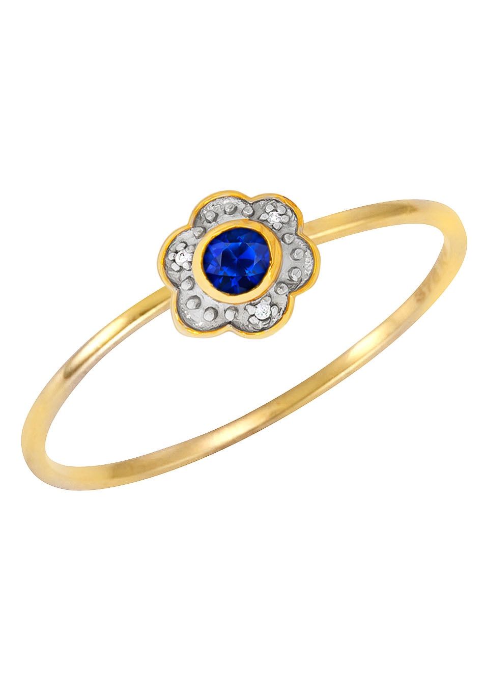 Fingerring »Schmuck Geschenk Gold 375 Damenring Goldring Blume«, mit Saphir, Zirkonia...