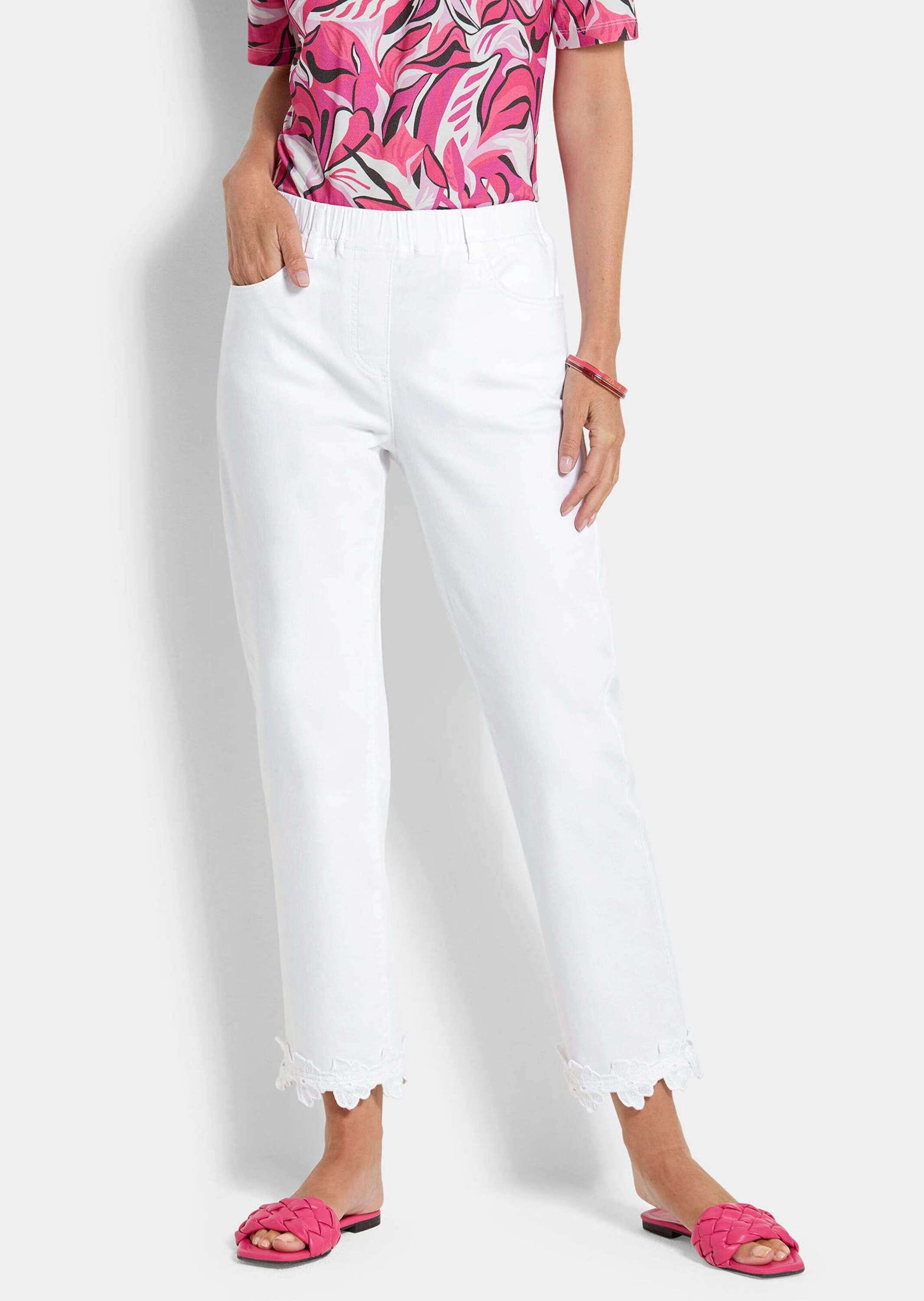 GOLDNER Schlupfhose »Kurzgröße Jeans CARLA mit Spitzenbordüre«