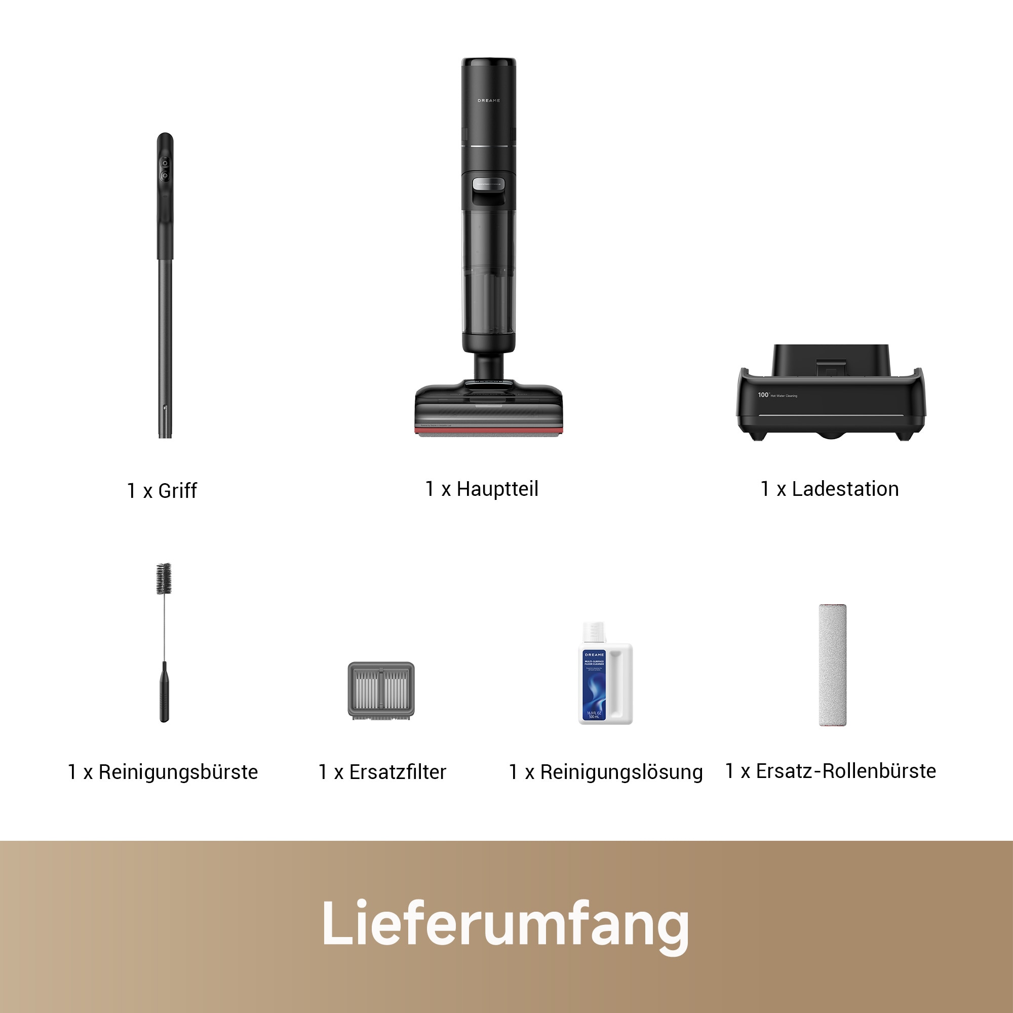 Dreame Nass-Trocken-Sauger »H15 Pro, 21.000 Pa Saugkraft, GapFree,180°-Design, Selbstreinigung«, Triple-Edge-Reinigung, TangleFree, App-Control, Heißlufttrocknung
