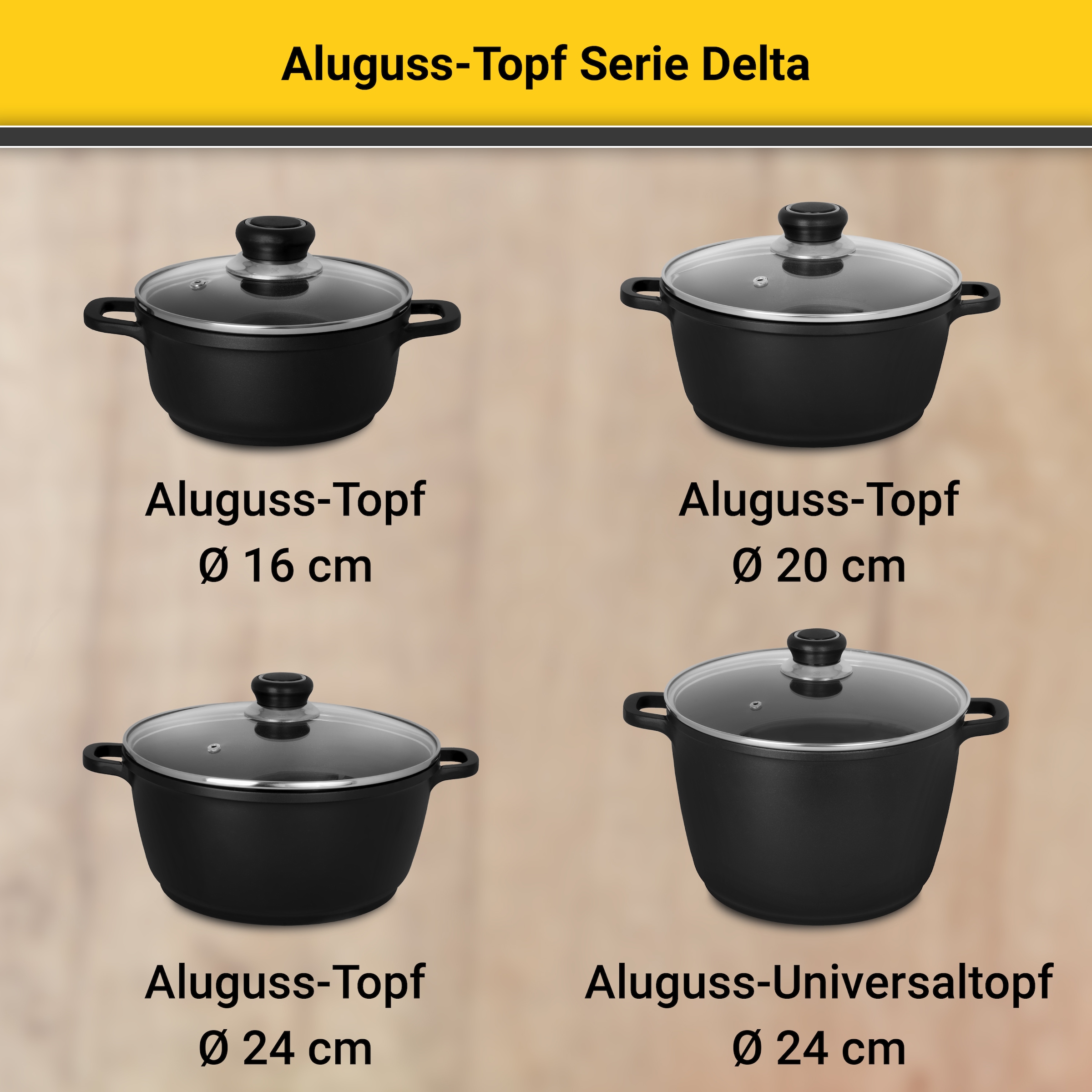 Krüger Topf-Set »Delta« Set, 7 Stk. tlg. Aluminiumguss