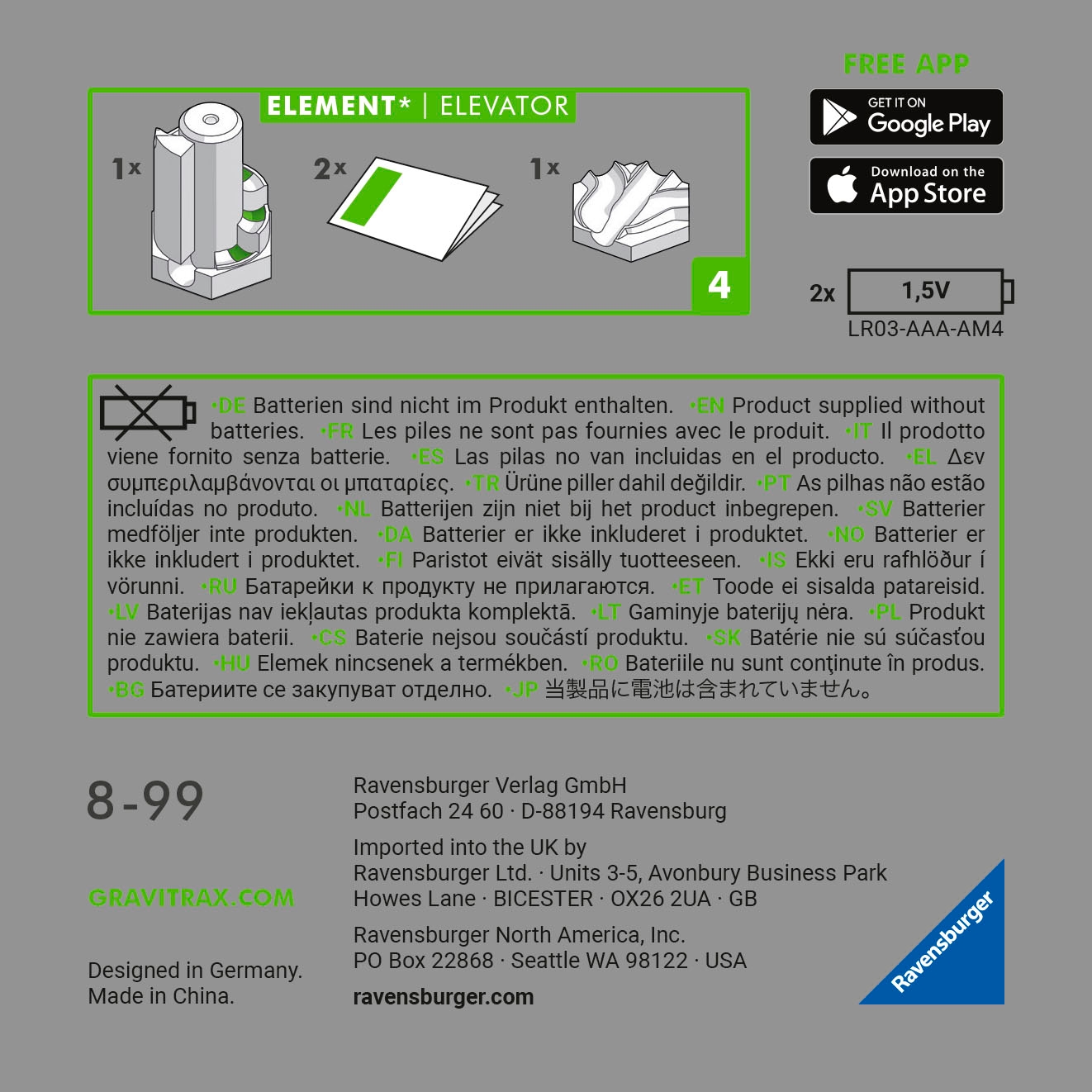 Ravensburger Kugelbahn-Bausatz »GraviTrax Power Elevator« Made in Europe