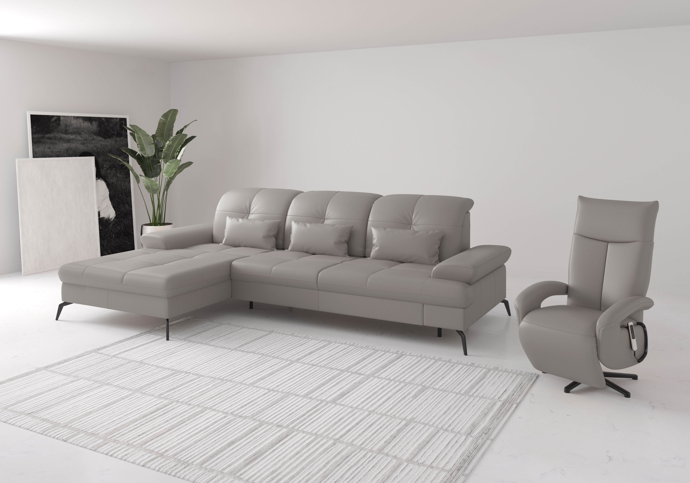 sit&more Ecksofa »Amica, L-Form, inkl. Sitztiefenverstellung & Armteilverstellung«, wahlweise mit Bettfunktion, Bettkasten und Kopfteilverstellung