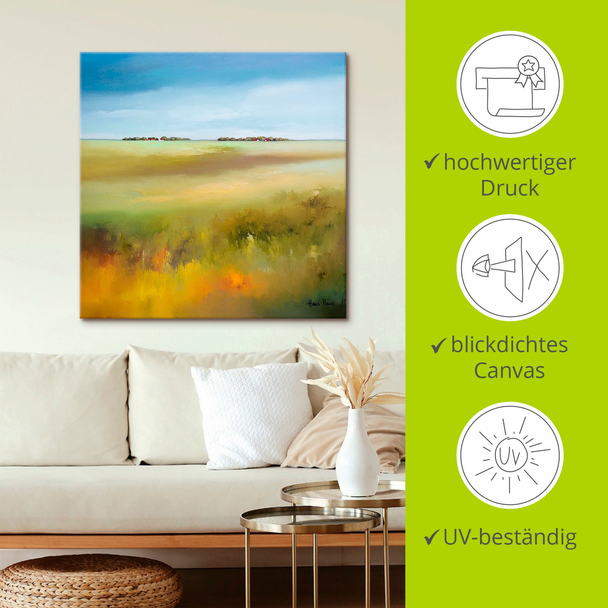 Artland Leinwandbild »Landschaft I« Felder 1 Stk. tlg. auf Holzrahmen gespannt