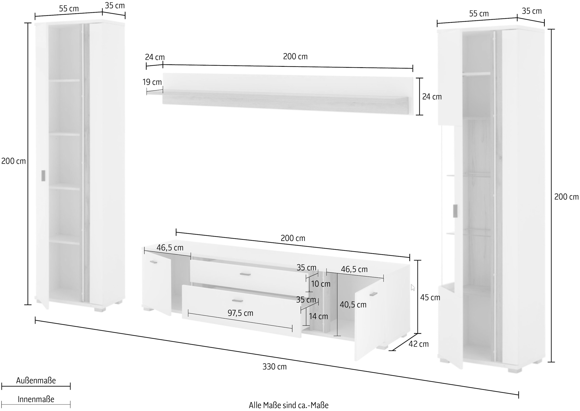 Home affaire Wohnwand »LONG ISLAND« Set, 4 Stk. tlg.