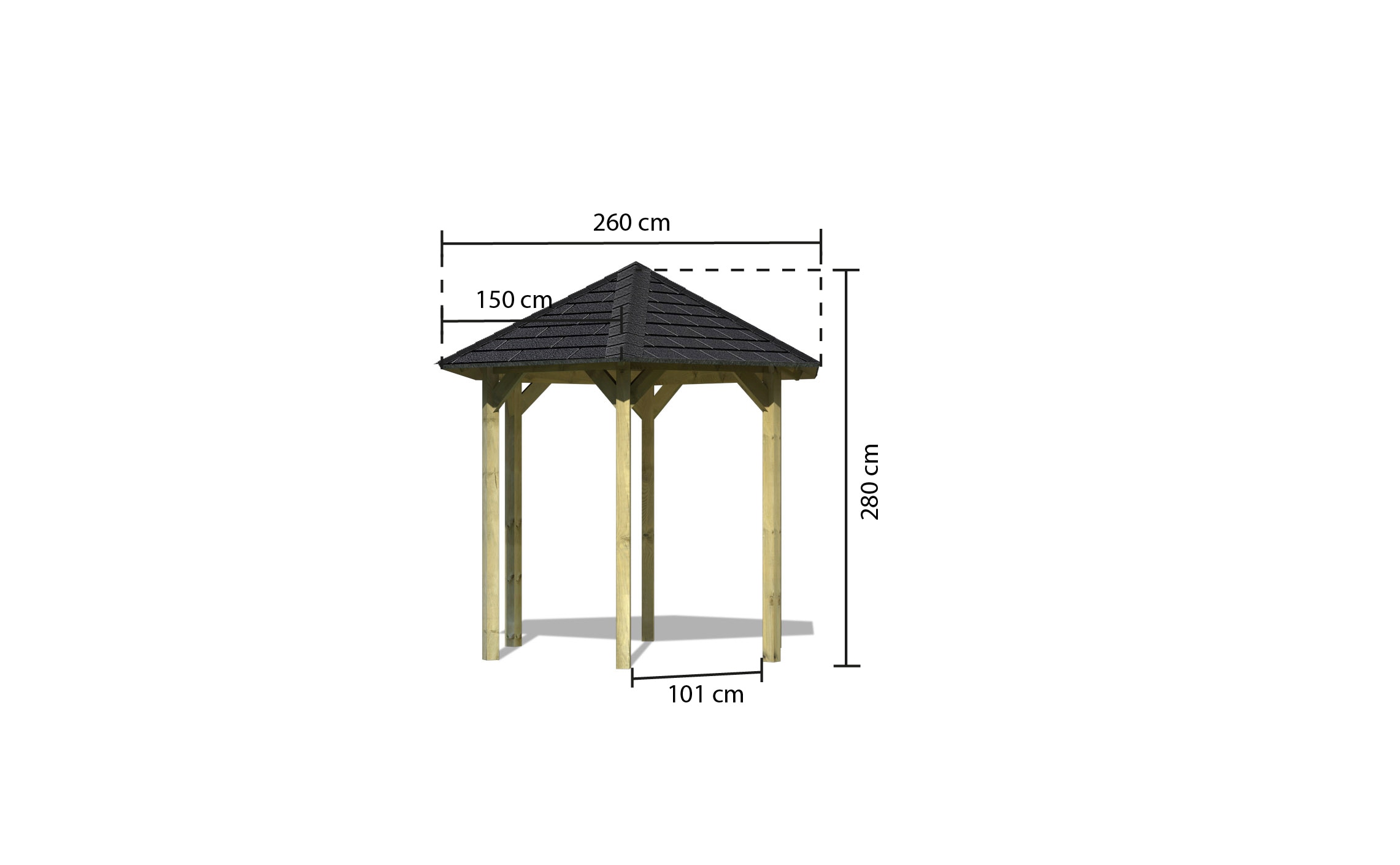 Karibu Pavillon »Lissabon« BxTxH: 260x299x280 cm, mit schwarzen Dachschindeln