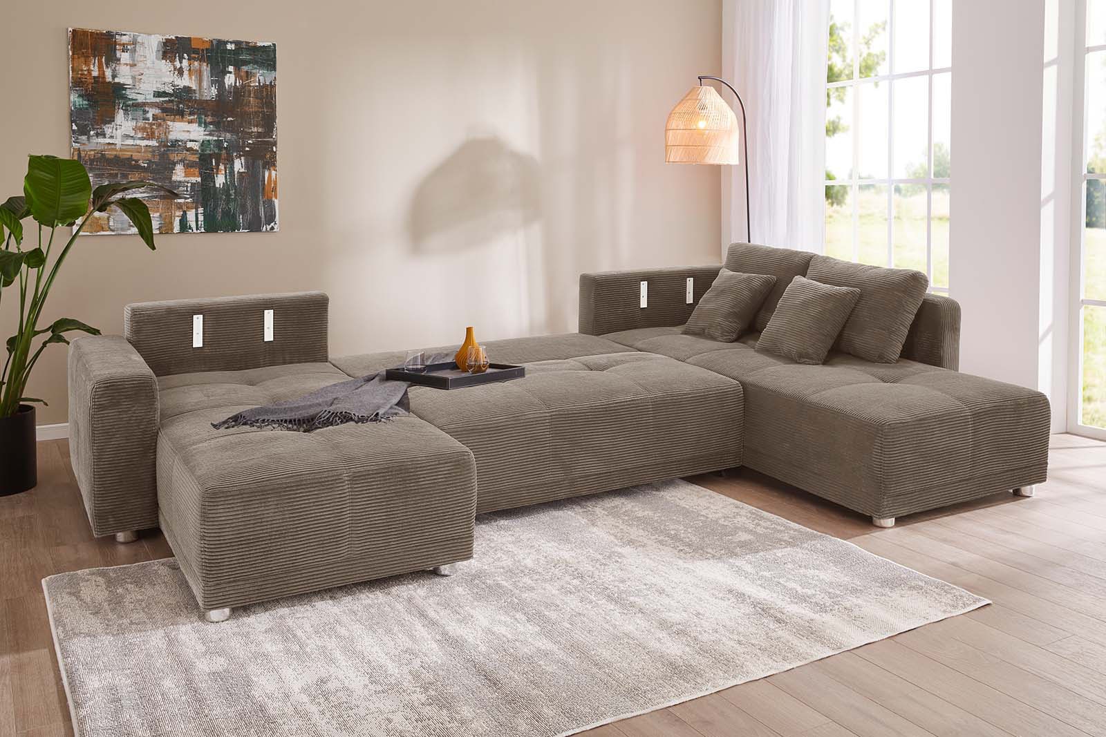 Jockenhöfer Gruppe »Orlando U-Form, B: 337 cm« mit Bettfunktion, Bettkasten, 2 Kopfstützen & 2 Zierkissen, Federkern