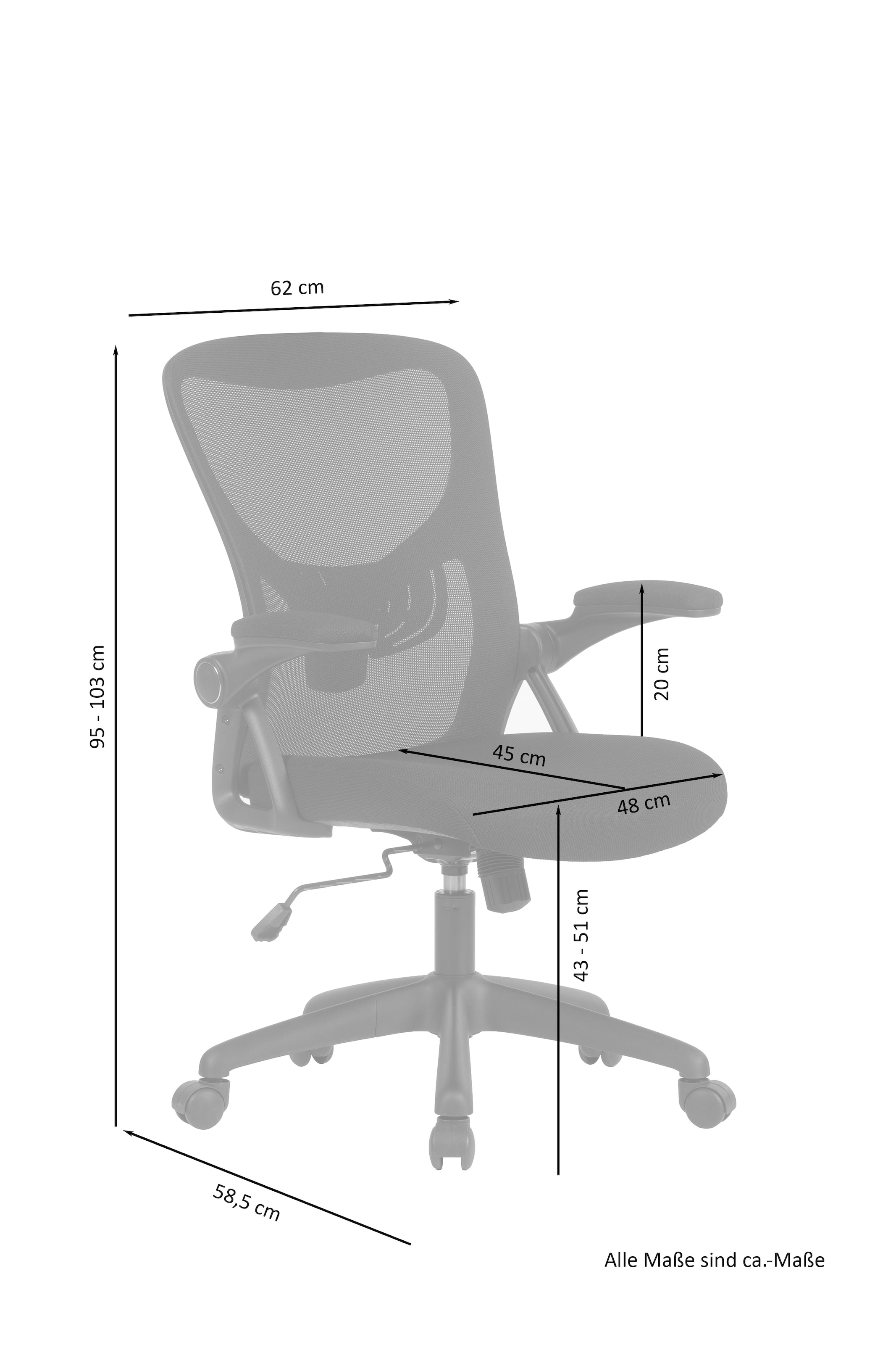 Netzstoffbezug bei Drehstuhl Bürostuhl, Netzstoff, moderner u. »Flow«, atmungsaktivem 1 Rückenlehne St., hohe byLIVING online UNIVERSAL