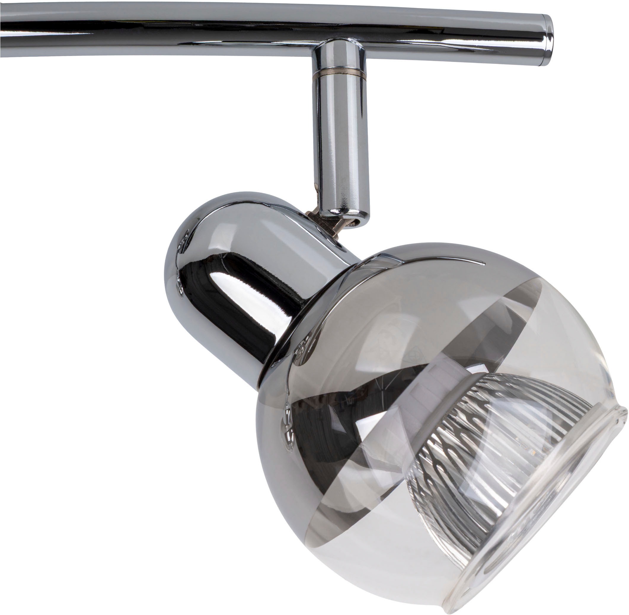 näve Deckenspots »Boccia« GU10 1 Stk. Warmweiß 2flg. incl. LED GU10 6W, chrom, Glasschirm, verstellbare Spots, l:41cm