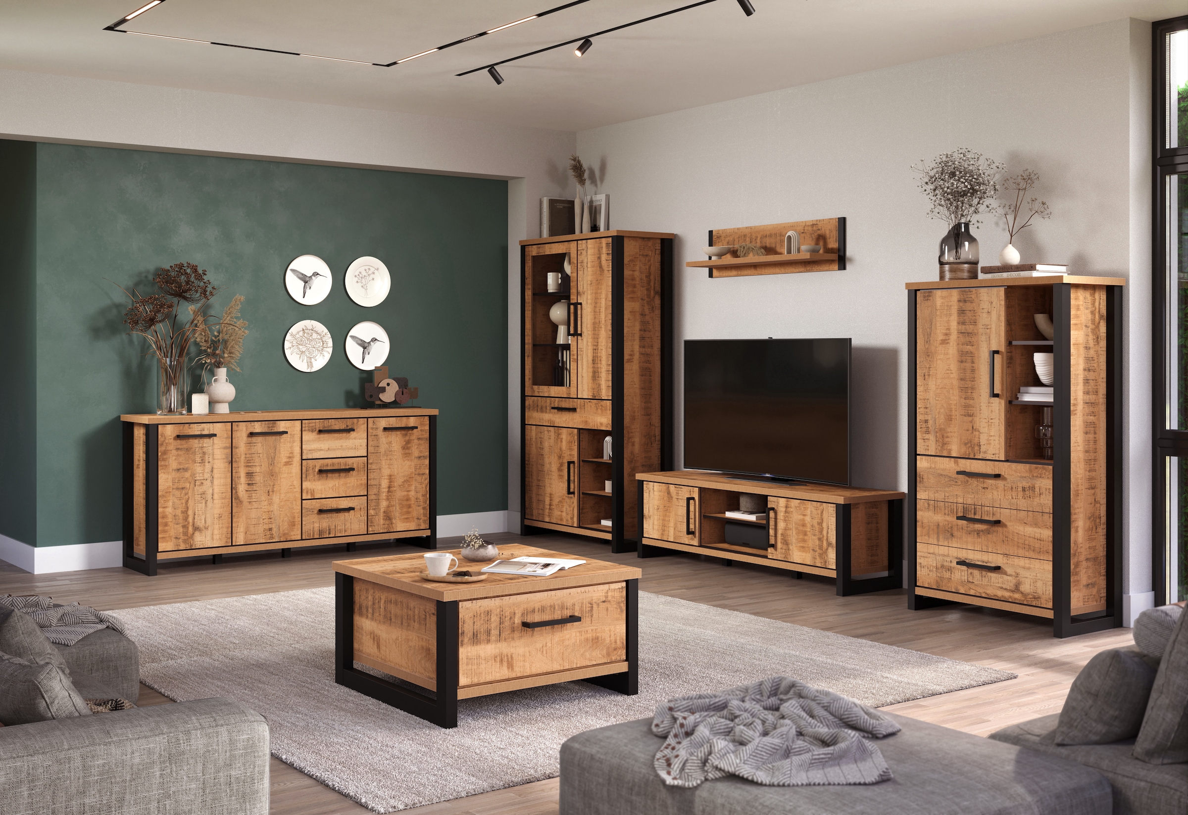 Home affaire Sideboard »Elda« 1 Stk. tlg. Sideboard mit 3 Türen & 3 Vollauszug Schubladen – (B/T/H) 180/45/86 cm