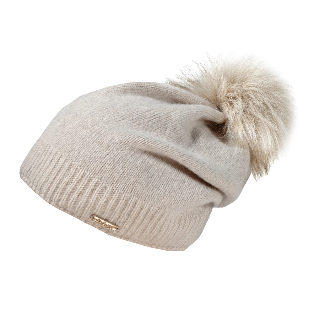 CAPO Strickmütze Wintermütze, Kaschmir-Wolle-Mischung, Futter, Fake-Fur, Struktur