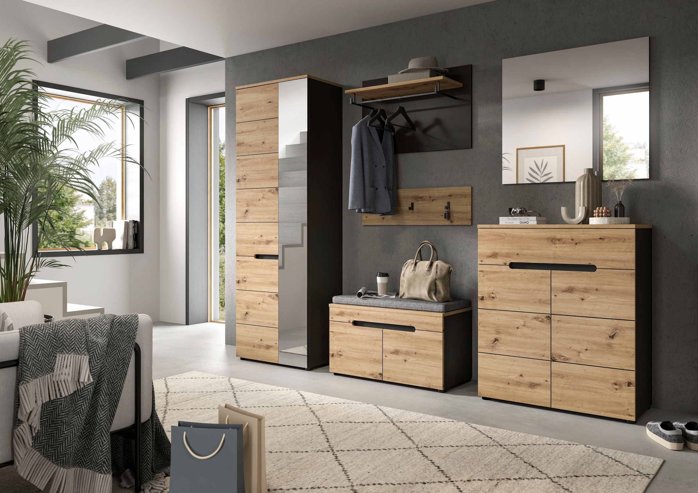 INOSIGN Garderoben-Set »REHAT, TOPSELLER!, 6-teilig, Breite 255cm, individuell stellbar«, (6 St.), Garderobenkombination, Kombination, Diele, Garderobe, Garderobenmöbel
