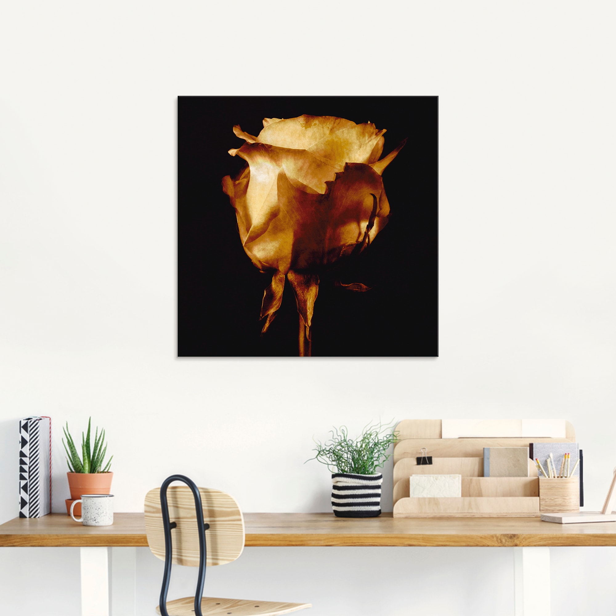 Artland Glasbild »Vergoldete Rose« Blumen 1 Stk. tlg. in verschiedenen Größen