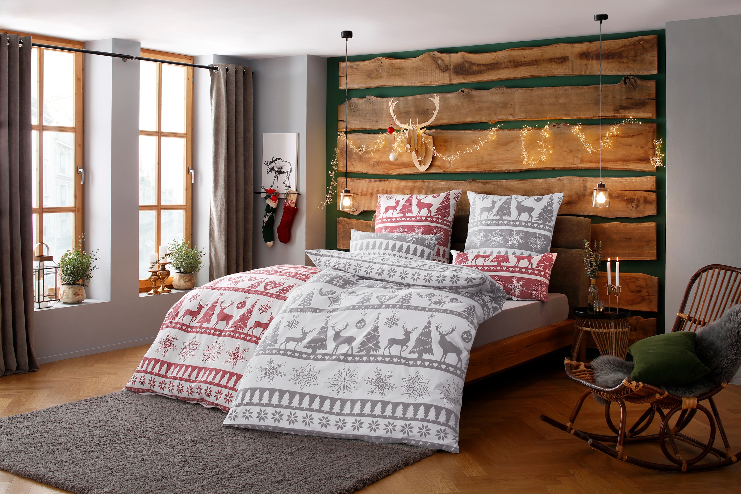 OTTO home Bettwäsche "Sindbad in Gr. 135x200 oder 155x220 cm, ideal für Weihnachten" 2 Weihnachtsbettwäsche, Winter