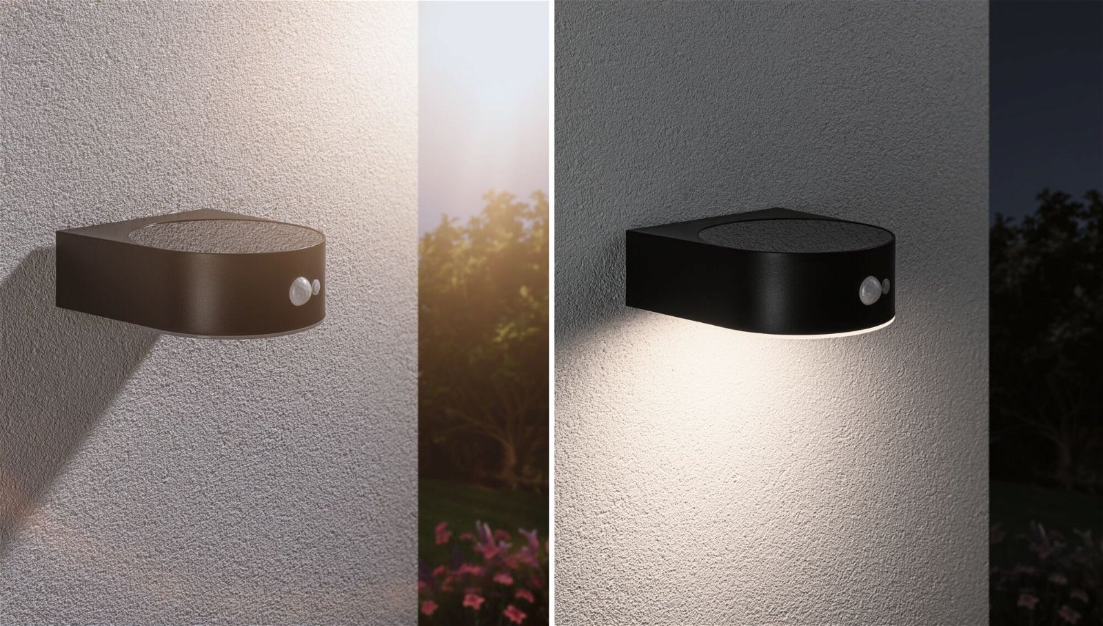 Paulmann LED Außen-Wandleuchte »Solar Eileen IP44 3000K 400lm Schwarz«, 1 flammig, Bewegungsmelder