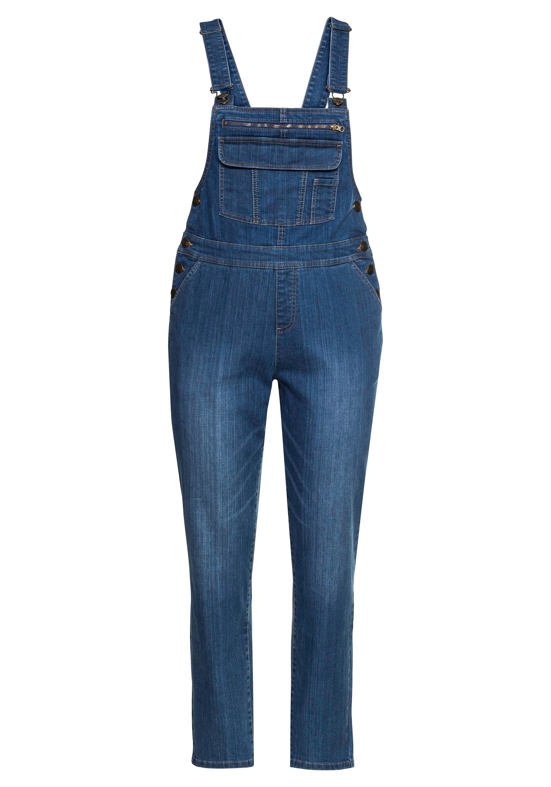 Sheego Stretch-Jeans »Jeans-Latzhose in Latzform aus elastischem Baumwollmix«