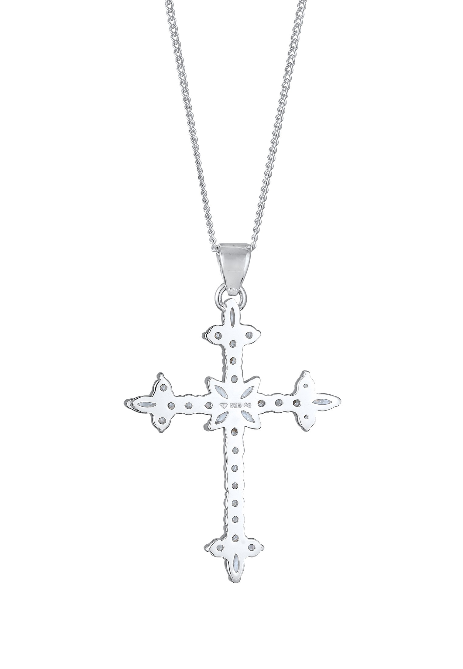 Elli Silberkette »Halskette Kreuz Zirkonia Marquise Religion 925 Sterling Silber«