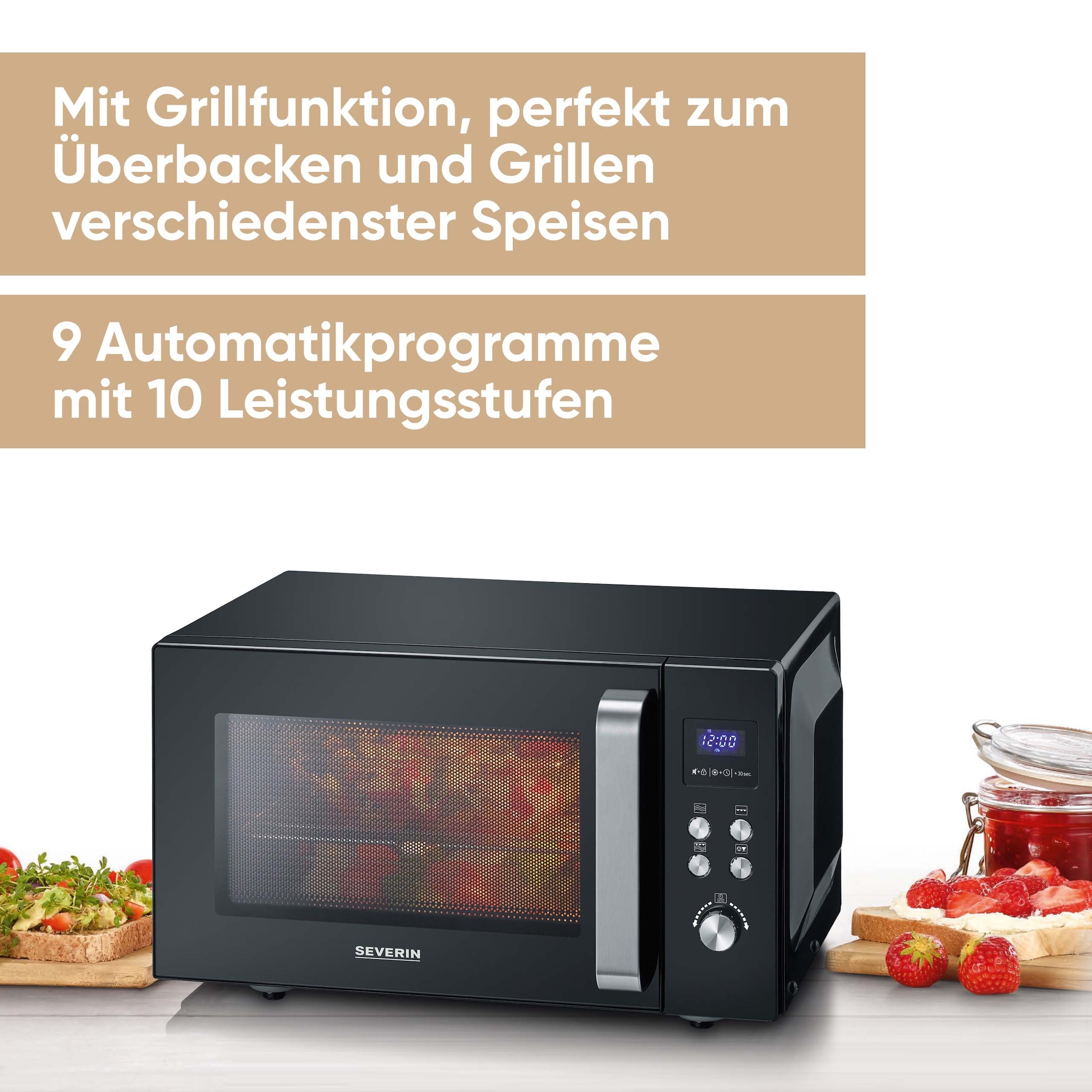 Severin Mikrowelle »MW 7763« Grill | Mikrowelle 1000 W 2-in-1 Mikrowelle mit Glasboden und Grill