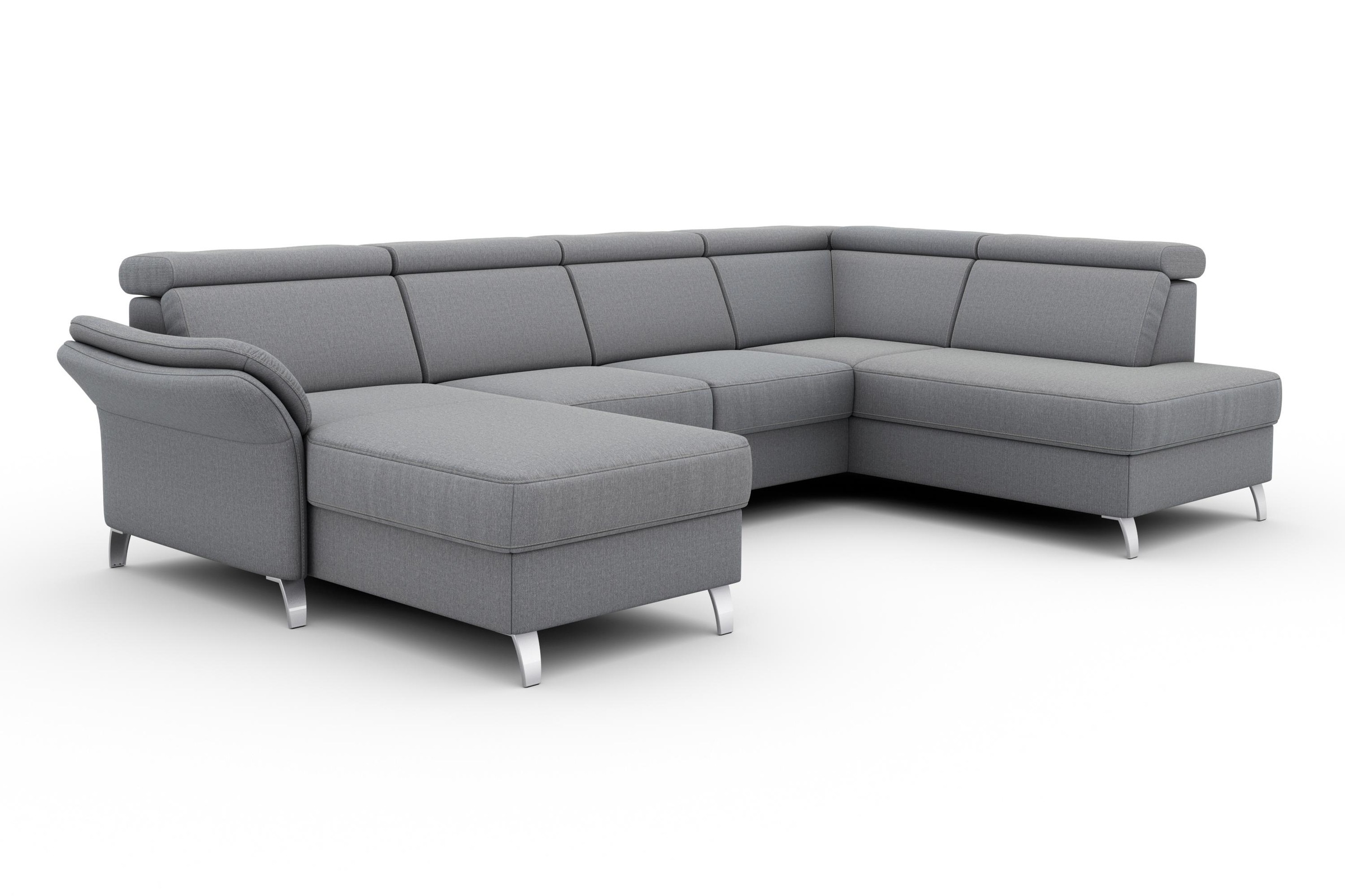 sit&more Wohnlandschaft »Vincenzo U-Form«, inklusive Kopfteilverstellung, wahlweise mit Bettfunktion, Bettkasten