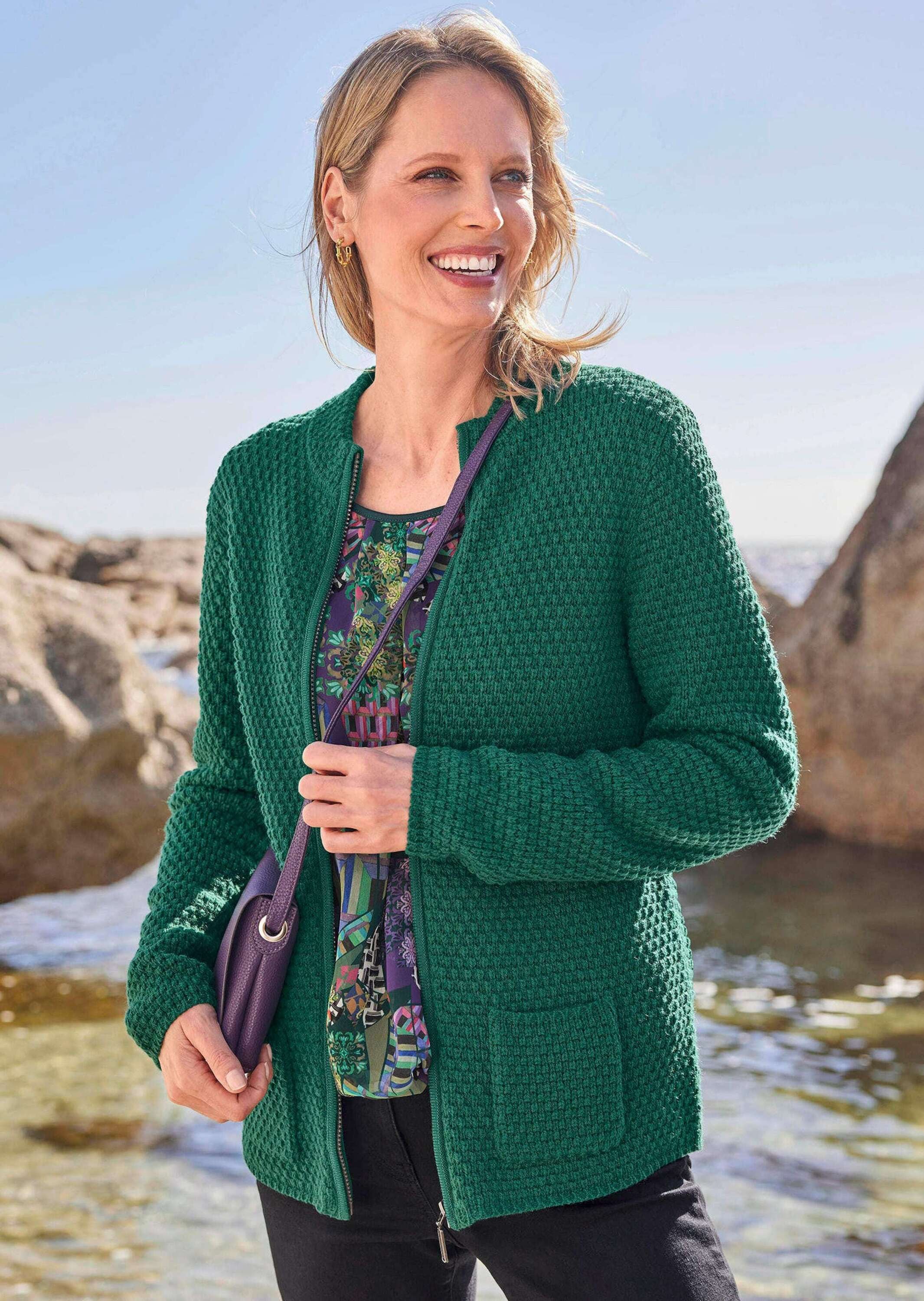 GOLDNER Strickpullover »Elegante Wolljacke mit Noppenstruktur« 3D-Effekt-Struktur