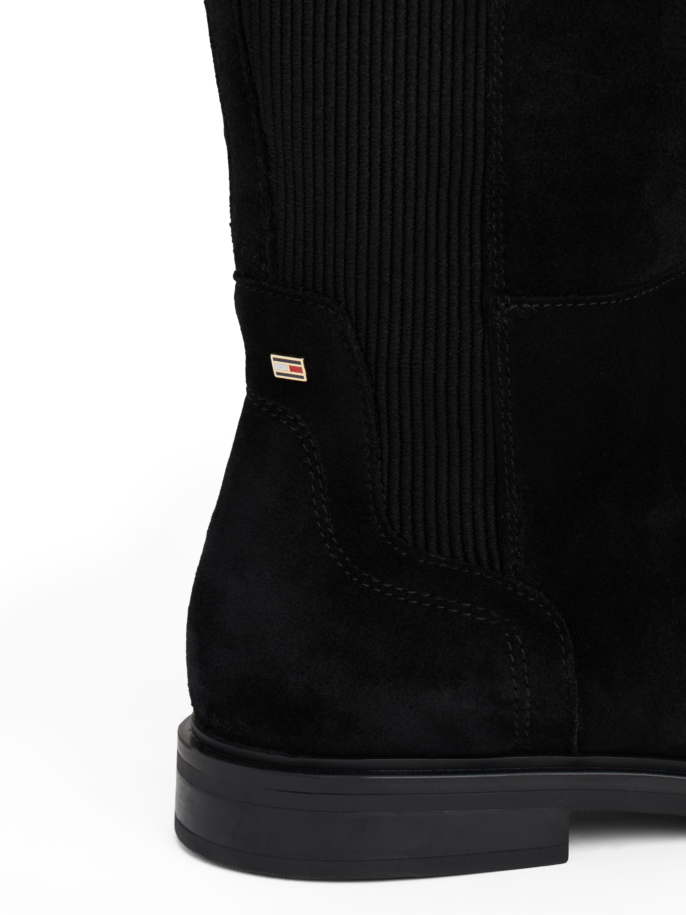 Tommy Hilfiger Stiefel »FLAG SUEDE LONG BOOT«  , Langschaftstiefel, Reißverschlussstiefel mit Logoflaggen-Detail