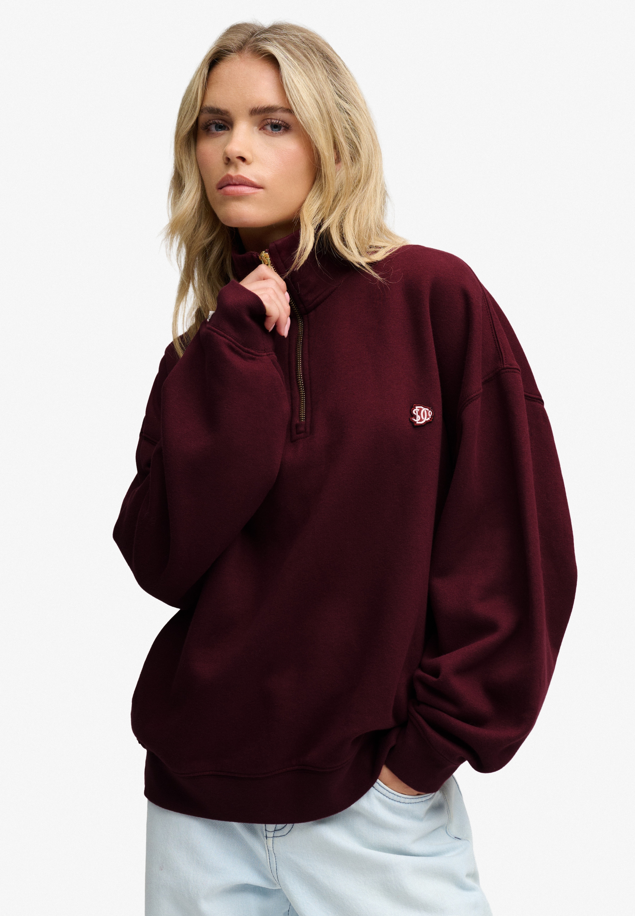 Superdry Sweatshirt »MONOGRAM HALF ZIP SWEAT«, Baumwollmischung, relaxed fit
