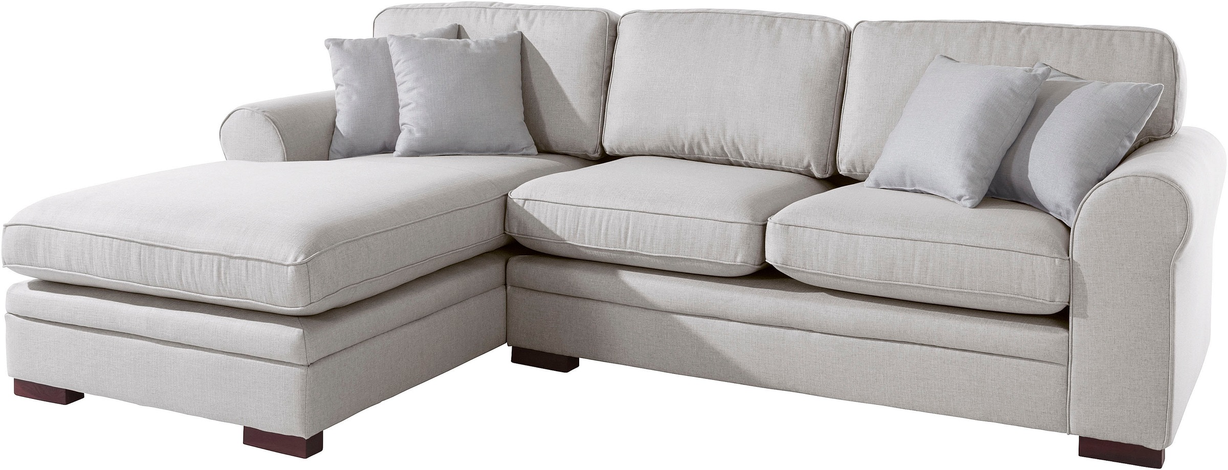 Home affaire Ecksofa »Broughton L-Form«, weicher Sitzkomfort, incl. 4 Zierkissen, Keder