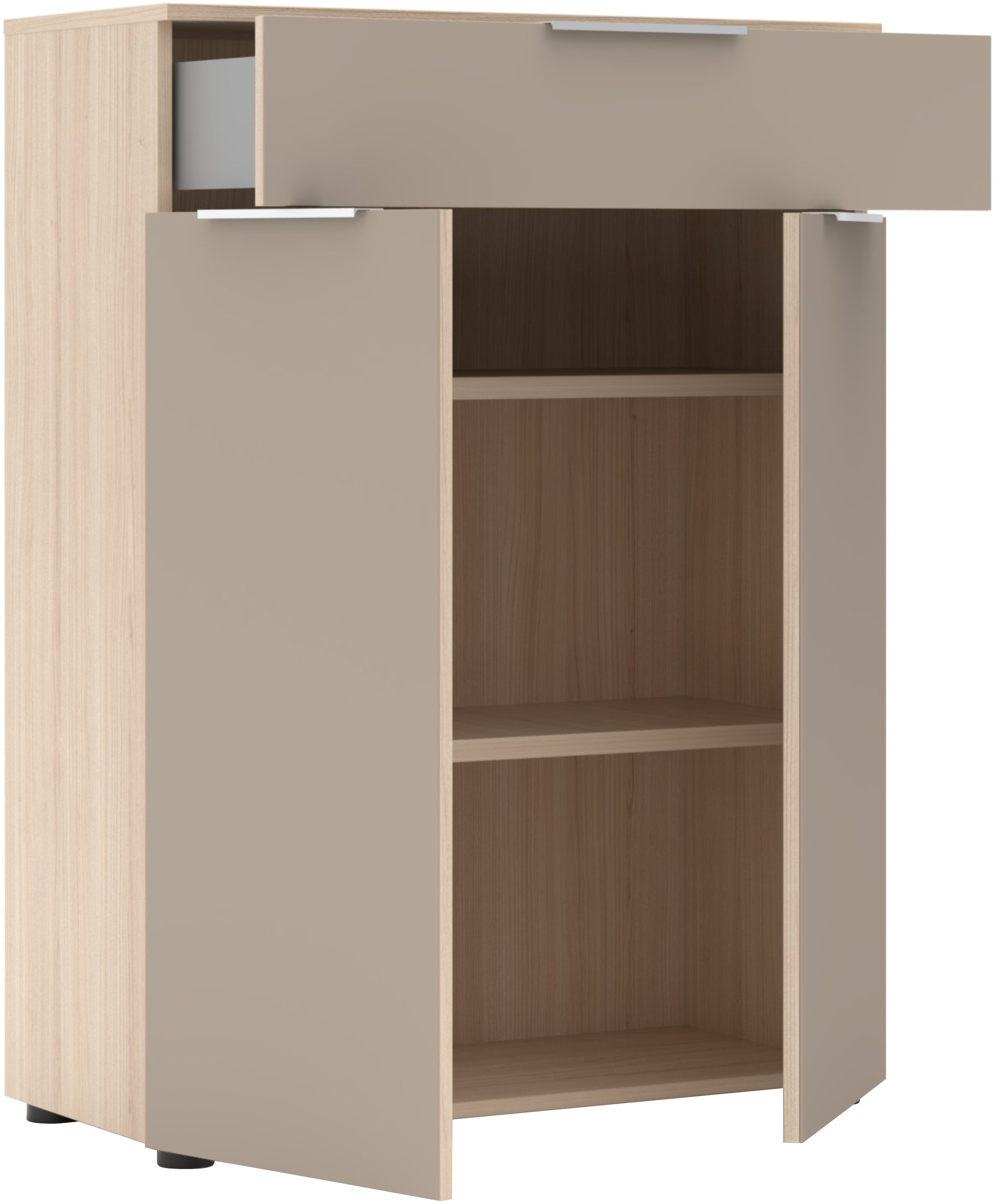 Innostyle Aktenschrank »Büroschrank Santorin, 80/110/38 cm ( B/H/T)« 1 Stk. tlg. 2 türig, 1 Schubkasten, Softclose, Klarglas, ABS Schutzkante