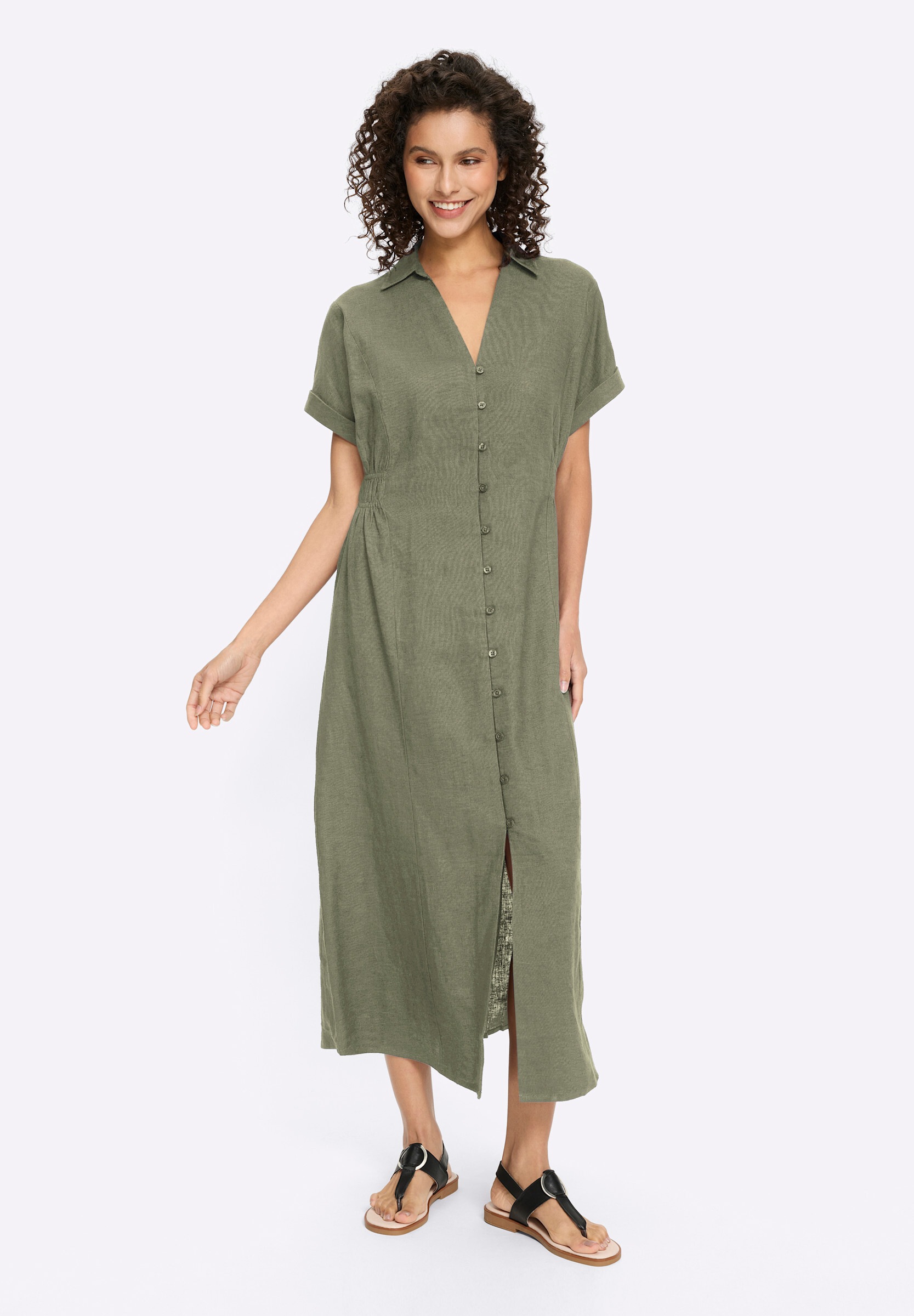heine Hemdblusenkleid »Kleid Sommerkleid mit Gehschlitz« Ohne Taschen